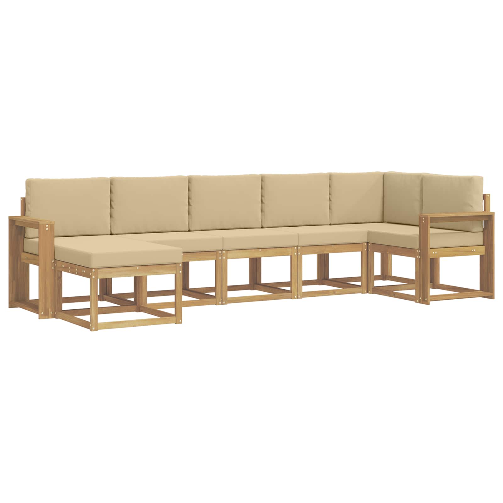 Buiten bankenset met kussen 7 pcs Wit en Beige Polyester is nu te koop bij PeponiXL, paradijselijk wonen!