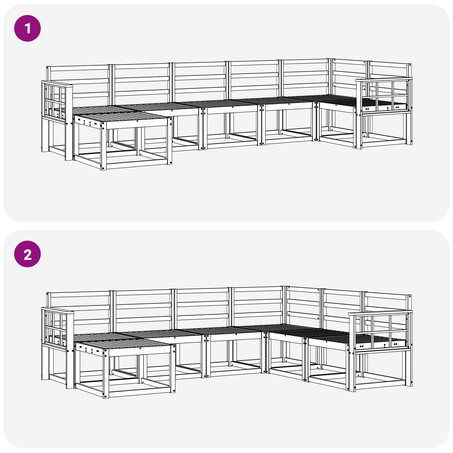 Buiten bankenset 7 pcs Wit Massief Acaciahout