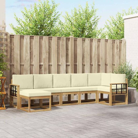 Buiten bankenset met kussen 7 pcs Wit en crèmekleurig Polyester is nu te koop bij PeponiXL, paradijselijk wonen!