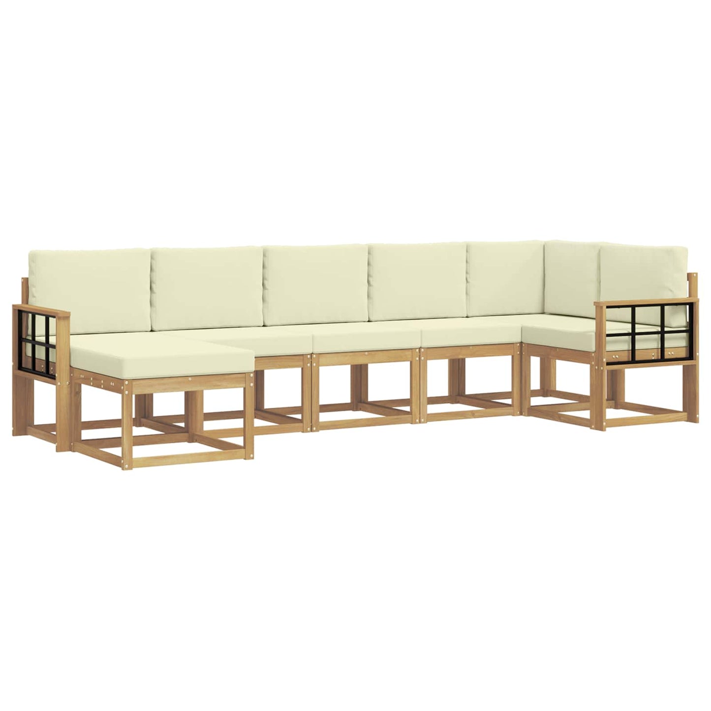 Buiten bankenset met kussen 7 pcs Wit en crèmekleurig Polyester is nu te koop bij PeponiXL, paradijselijk wonen!