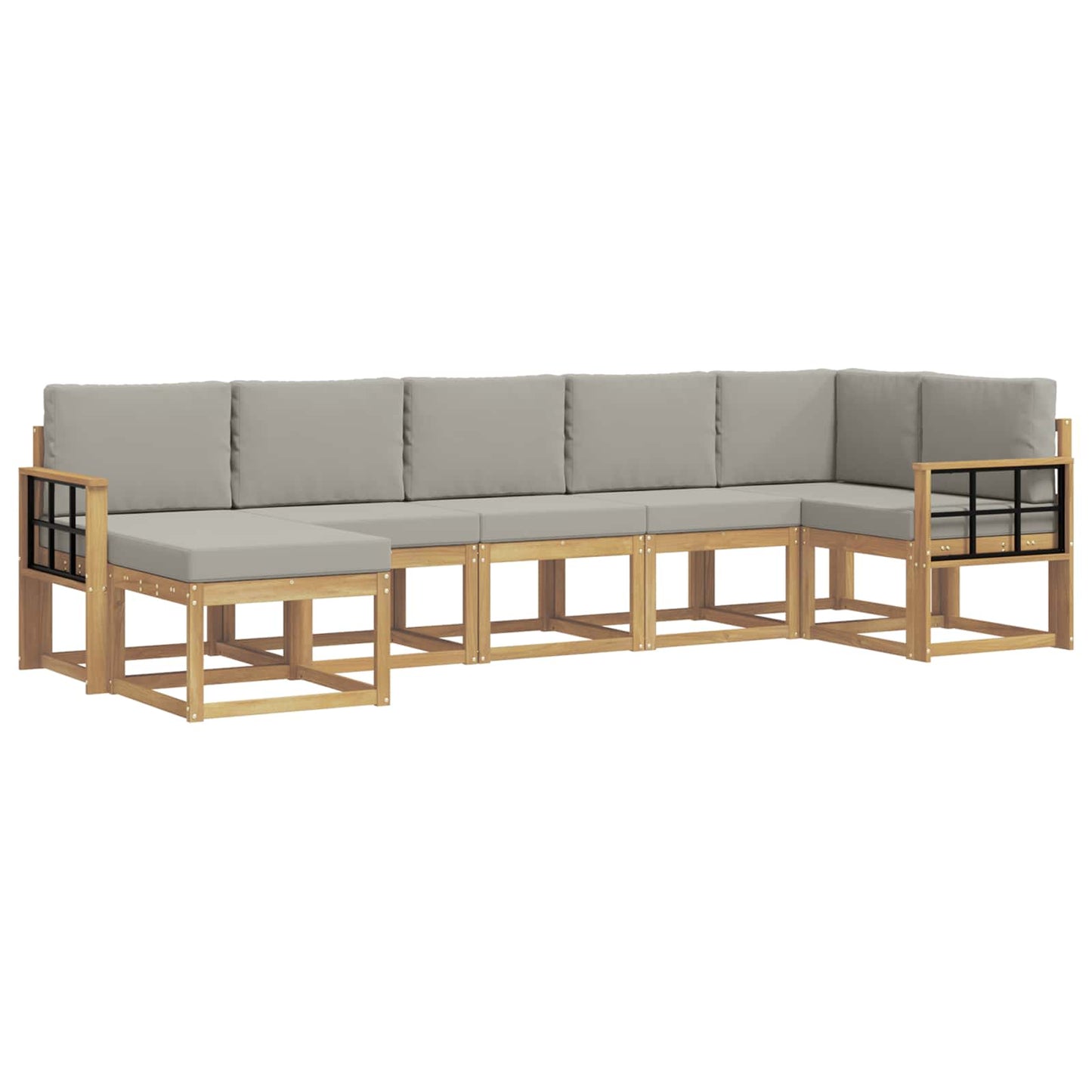 Buiten bankenset met kussen 7 pcs Wit en Lichtgrijs