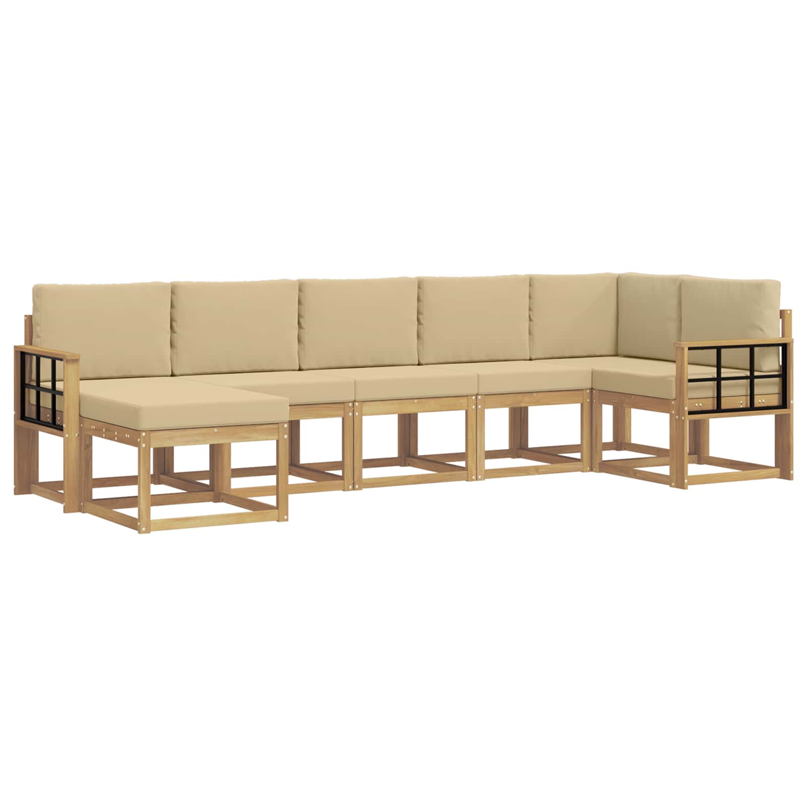 Buiten bankenset met kussen 7 pcs Wit en Beige Polyester is nu te koop bij PeponiXL, paradijselijk wonen!