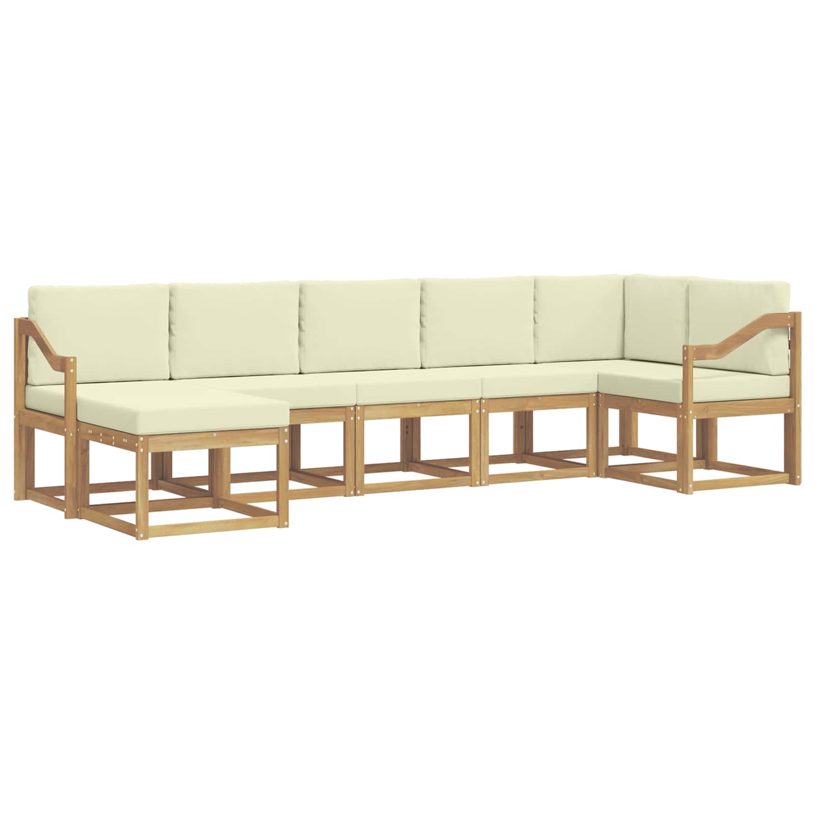 Buiten bankenset met kussen 7 pcs Wit en crèmekleurig Polyester is nu te koop bij PeponiXL, paradijselijk wonen!