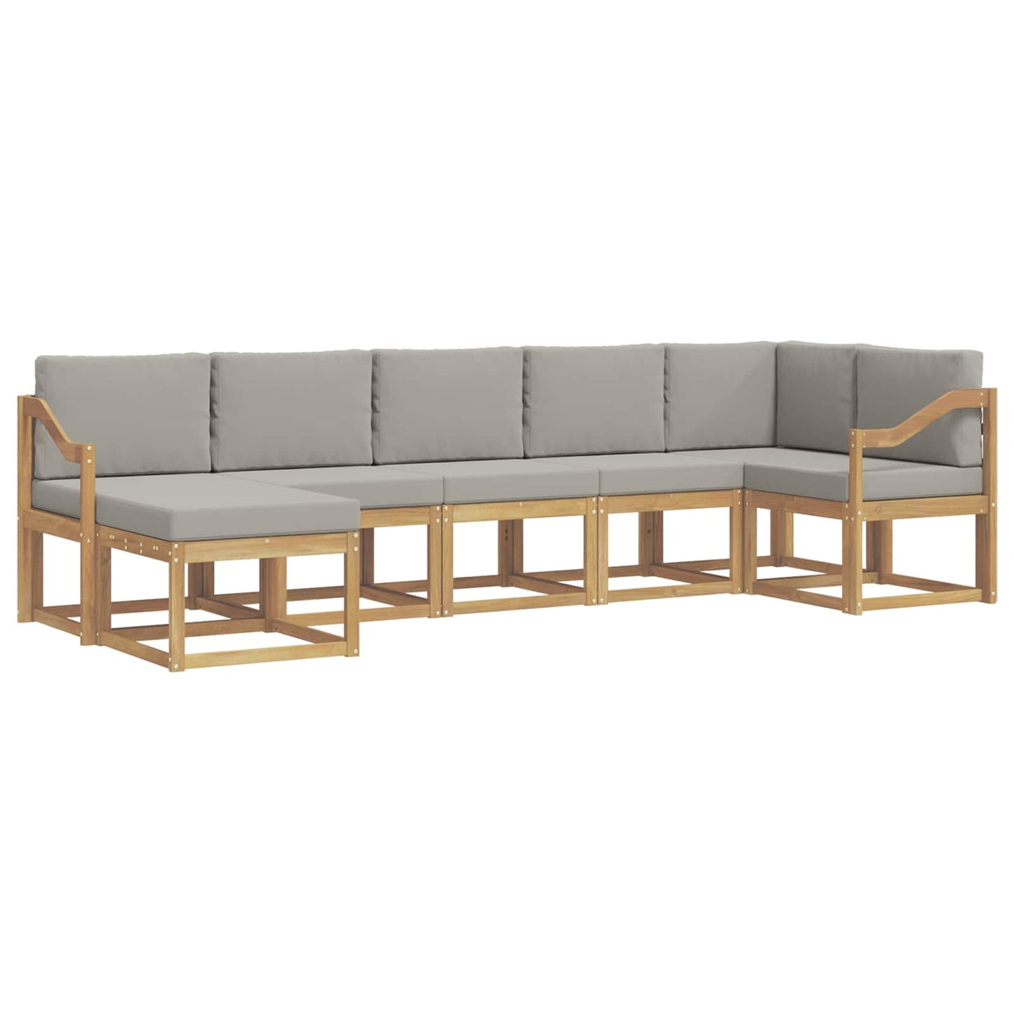 Buiten bankenset met kussen 7 pcs Wit en Lichtgrijs