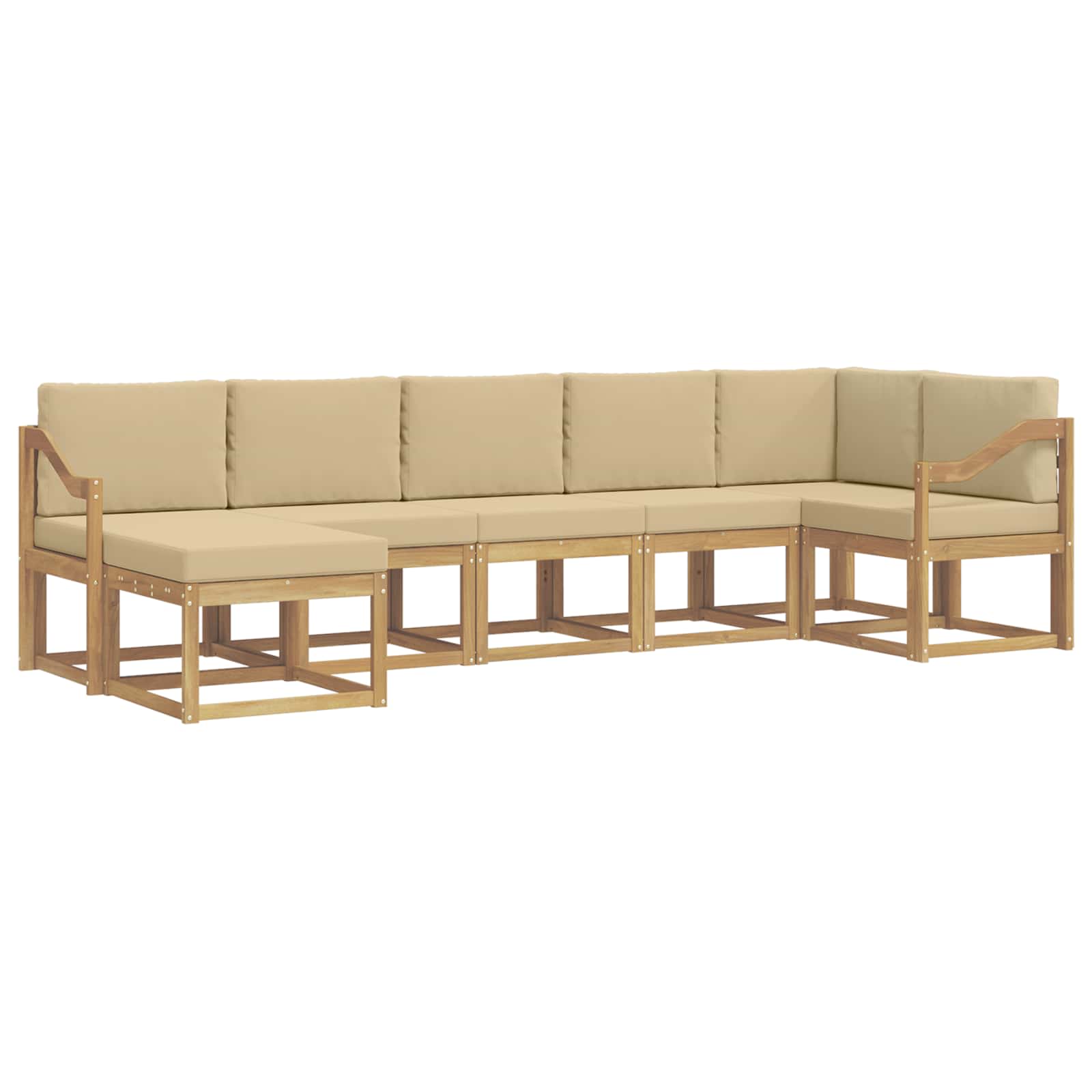 Buiten bankenset met kussen 7 pcs Wit en Beige Polyester is nu te koop bij PeponiXL, paradijselijk wonen!