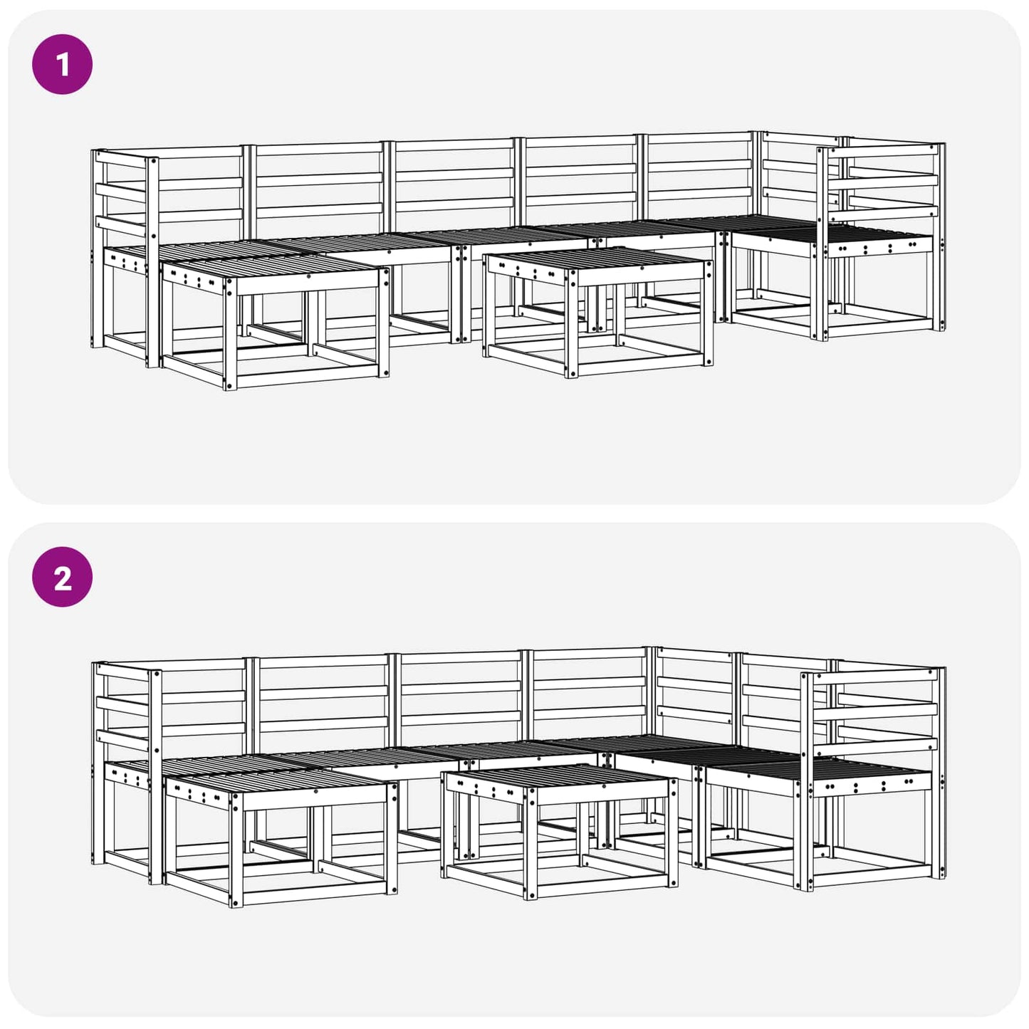Buiten bankenset 8 pcs Wit Massief Acaciahout