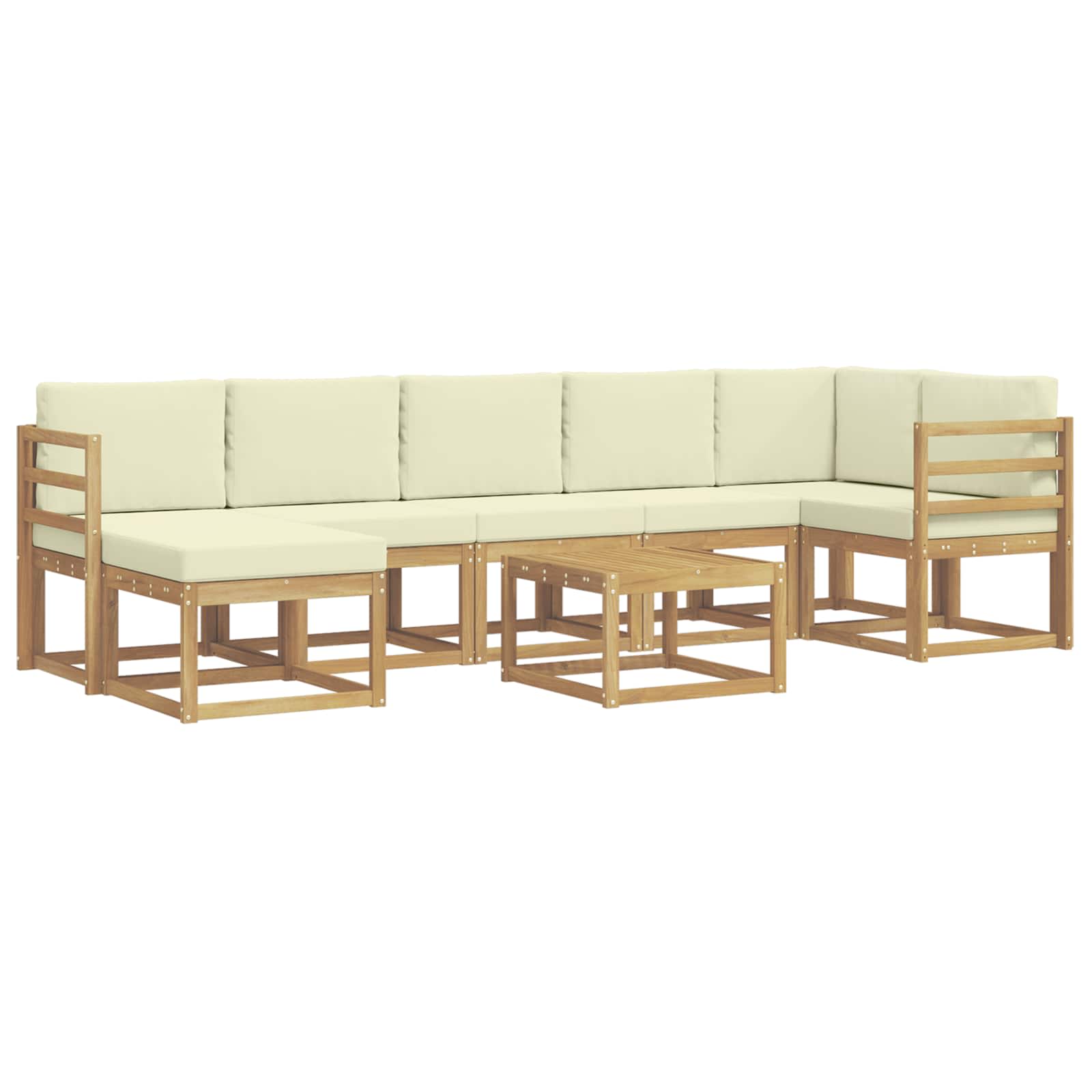 Buiten bankenset met kussen 8 pcs Wit en crèmekleurig Polyester is nu te koop bij PeponiXL, paradijselijk wonen!