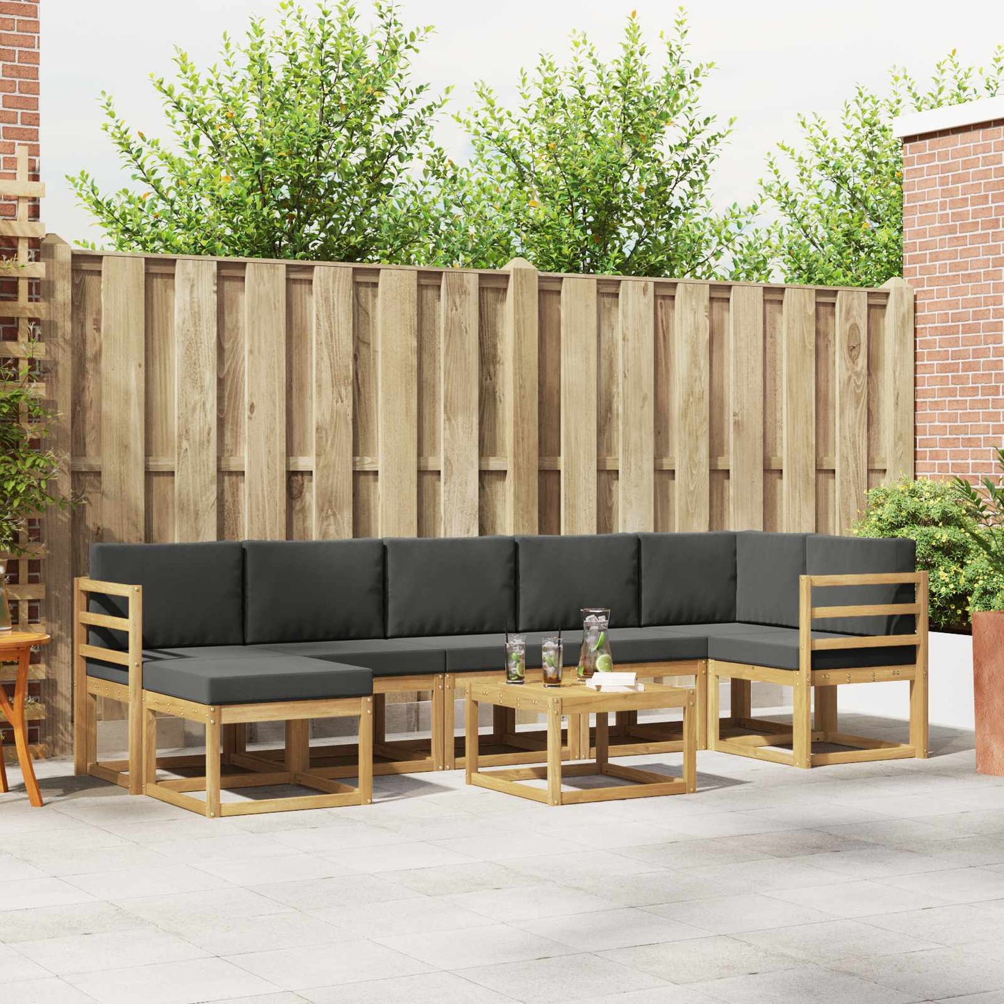 Buiten bankenset 8 pcs Wit en antracietkleurig Polyester is nu te koop bij PeponiXL, paradijselijk wonen!
