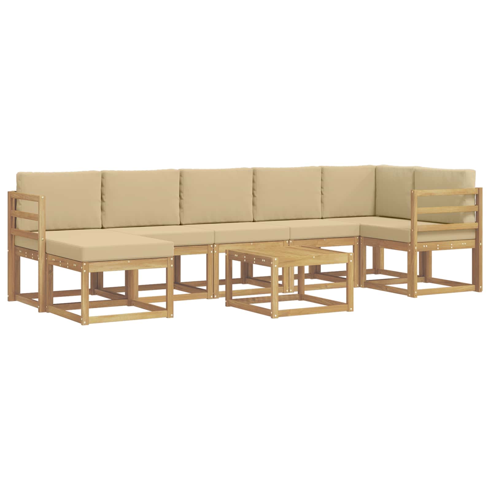 Buiten bankenset met kussen 8 pcs Wit en Beige Polyester is nu te koop bij PeponiXL, paradijselijk wonen!