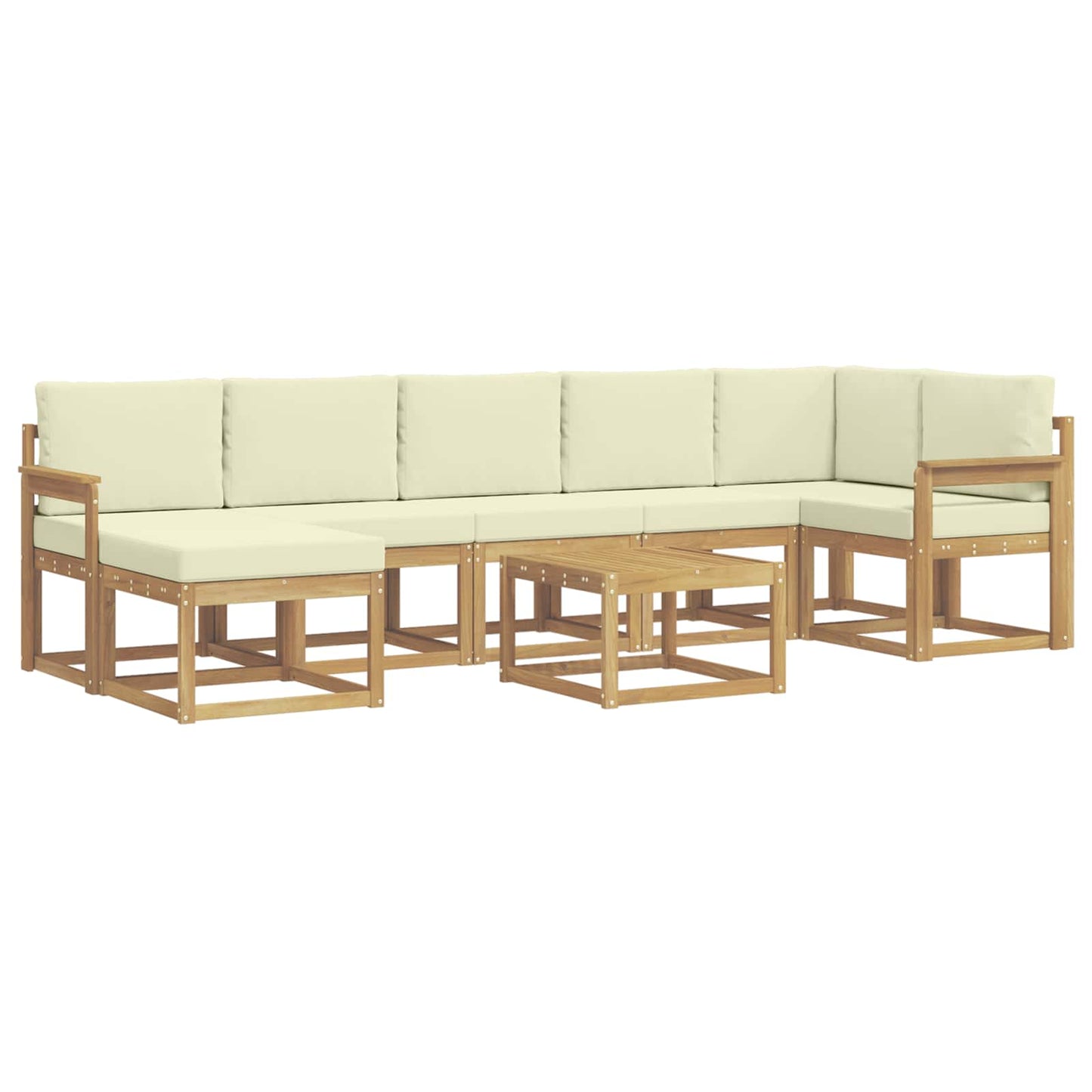 Buiten bankenset met kussen 8 pcs Wit en crèmekleurig Polyester is nu te koop bij PeponiXL, paradijselijk wonen!