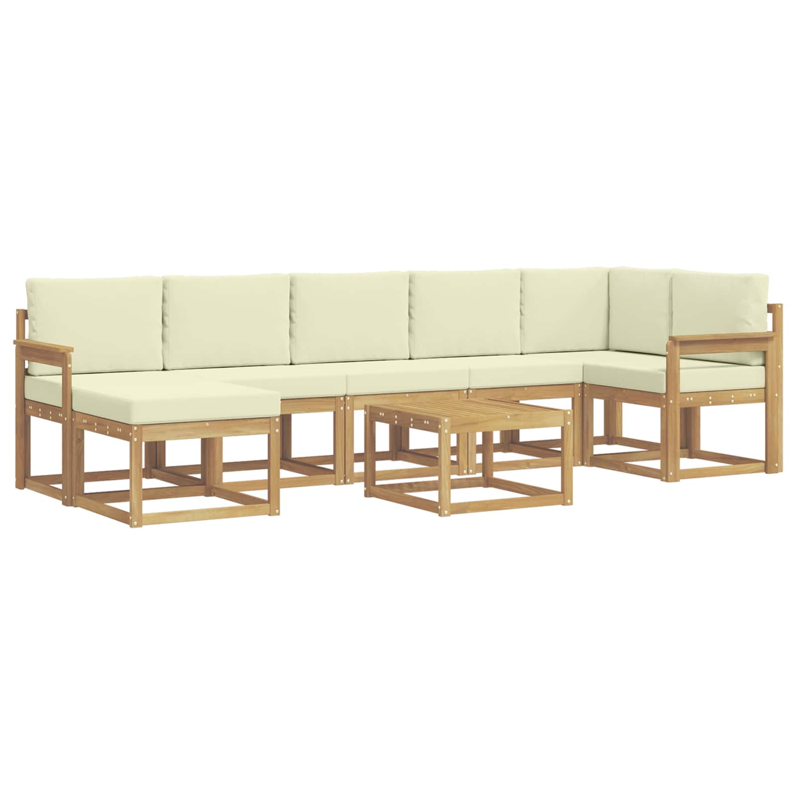 Buiten bankenset met kussen 8 pcs Wit en crèmekleurig Polyester is nu te koop bij PeponiXL, paradijselijk wonen!