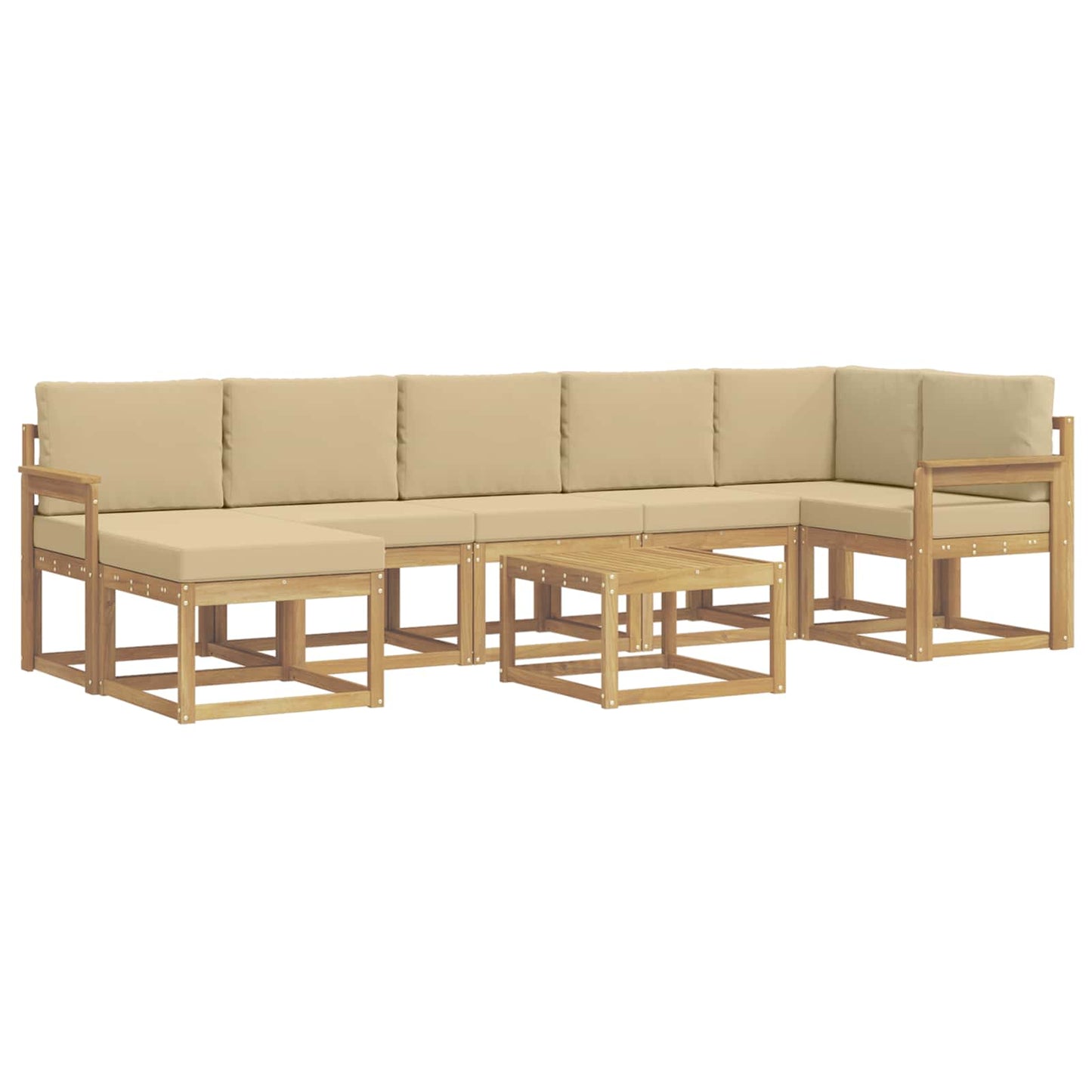 Buiten bankenset met kussen 8 pcs Wit en Beige Polyester is nu te koop bij PeponiXL, paradijselijk wonen!