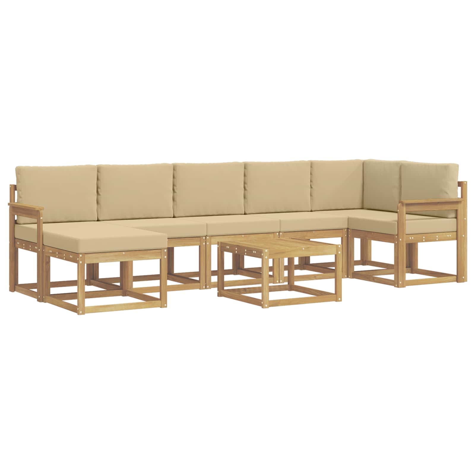 Buiten bankenset met kussen 8 pcs Wit en Beige Polyester is nu te koop bij PeponiXL, paradijselijk wonen!