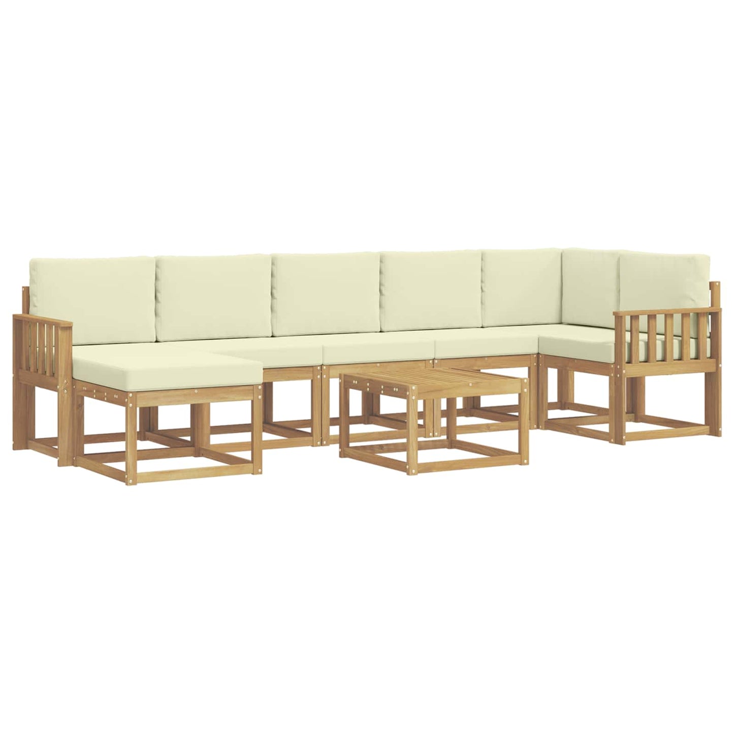 Buiten bankenset met kussen 8 pcs Wit en crèmekleurig Polyester is nu te koop bij PeponiXL, paradijselijk wonen!