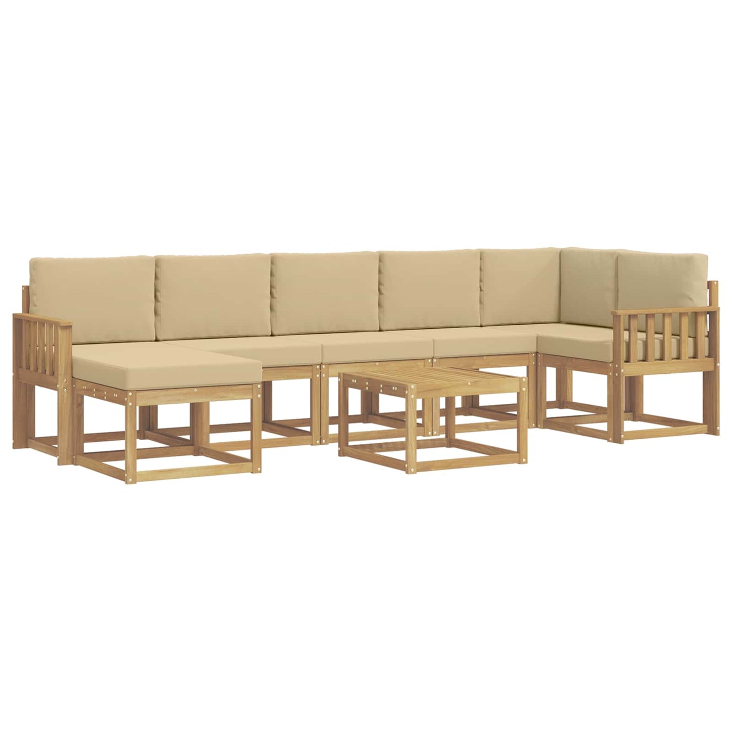 Buiten bankenset met kussen 8 pcs Wit en Beige Polyester is nu te koop bij PeponiXL, paradijselijk wonen!