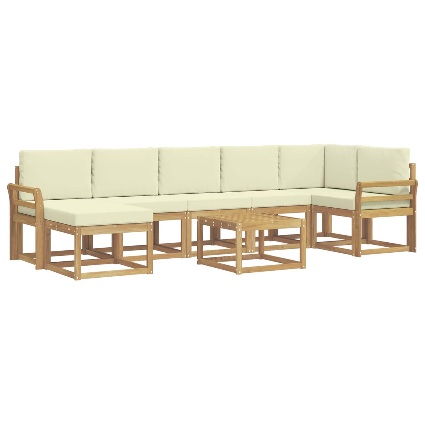 Buiten bankenset met kussen 8 pcs Wit en crèmekleurig Polyester is nu te koop bij PeponiXL, paradijselijk wonen!
