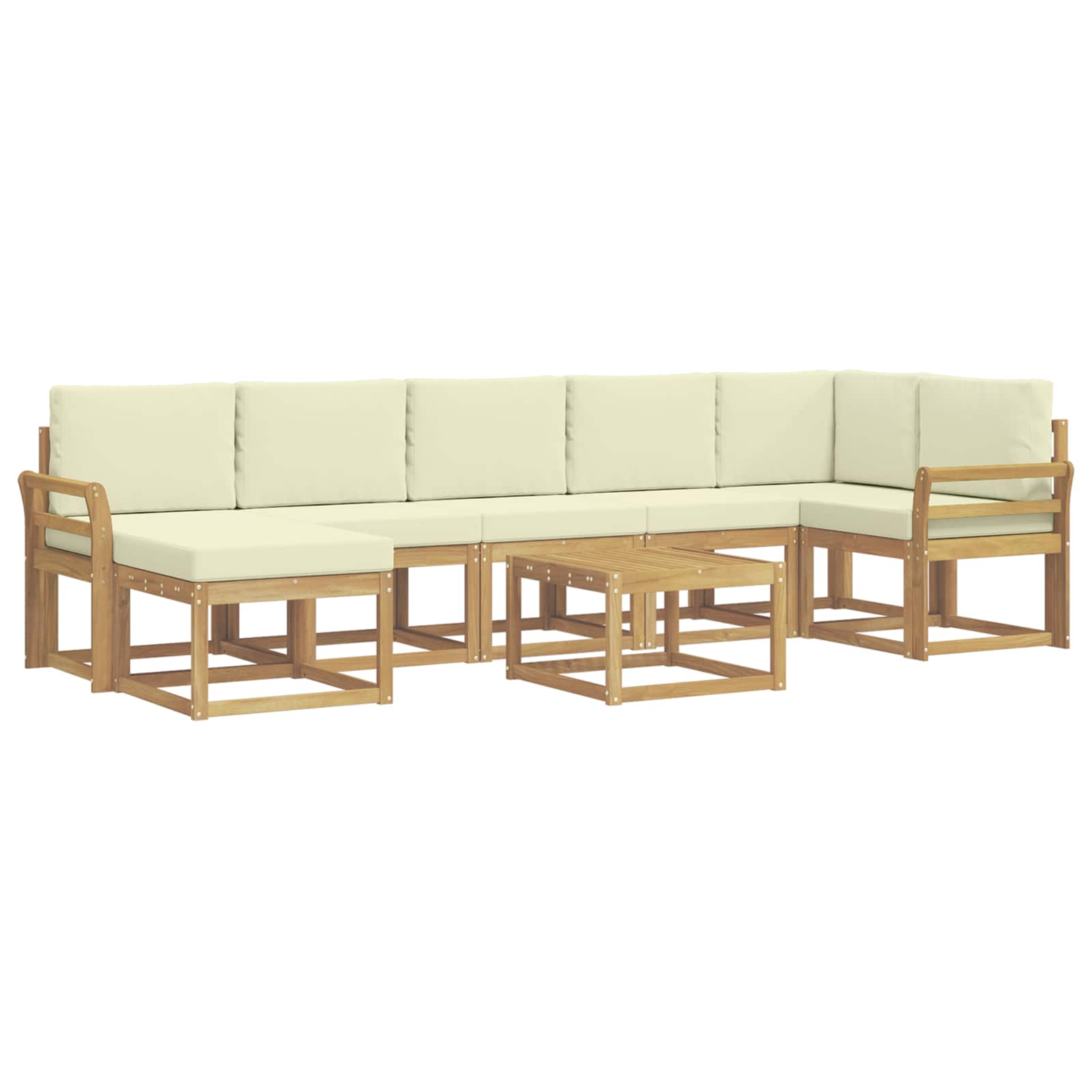 Buiten bankenset met kussen 8 pcs Wit en crèmekleurig Polyester is nu te koop bij PeponiXL, paradijselijk wonen!