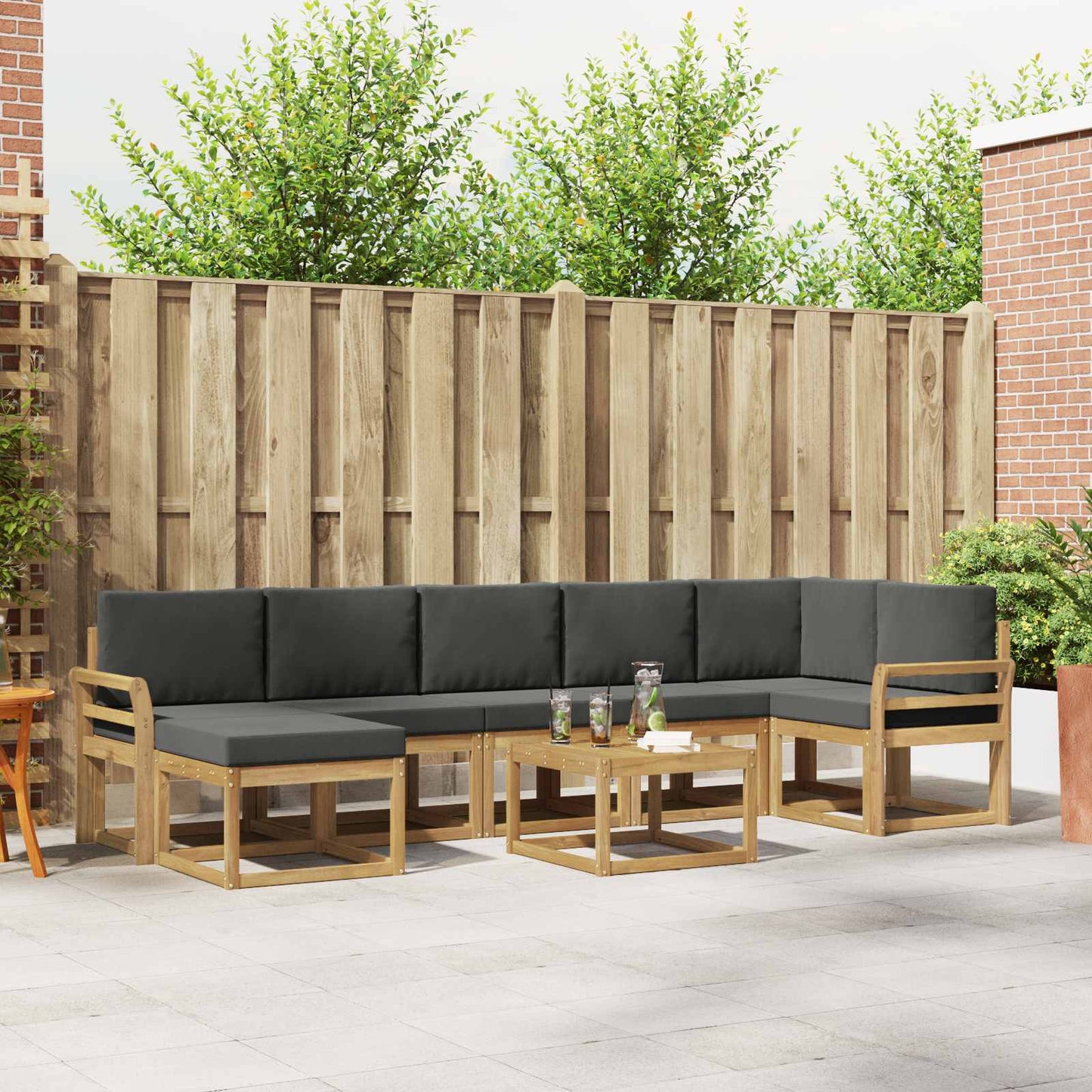 Buiten bankenset 8 pcs Wit en antracietkleurig Polyester is nu te koop bij PeponiXL, paradijselijk wonen!