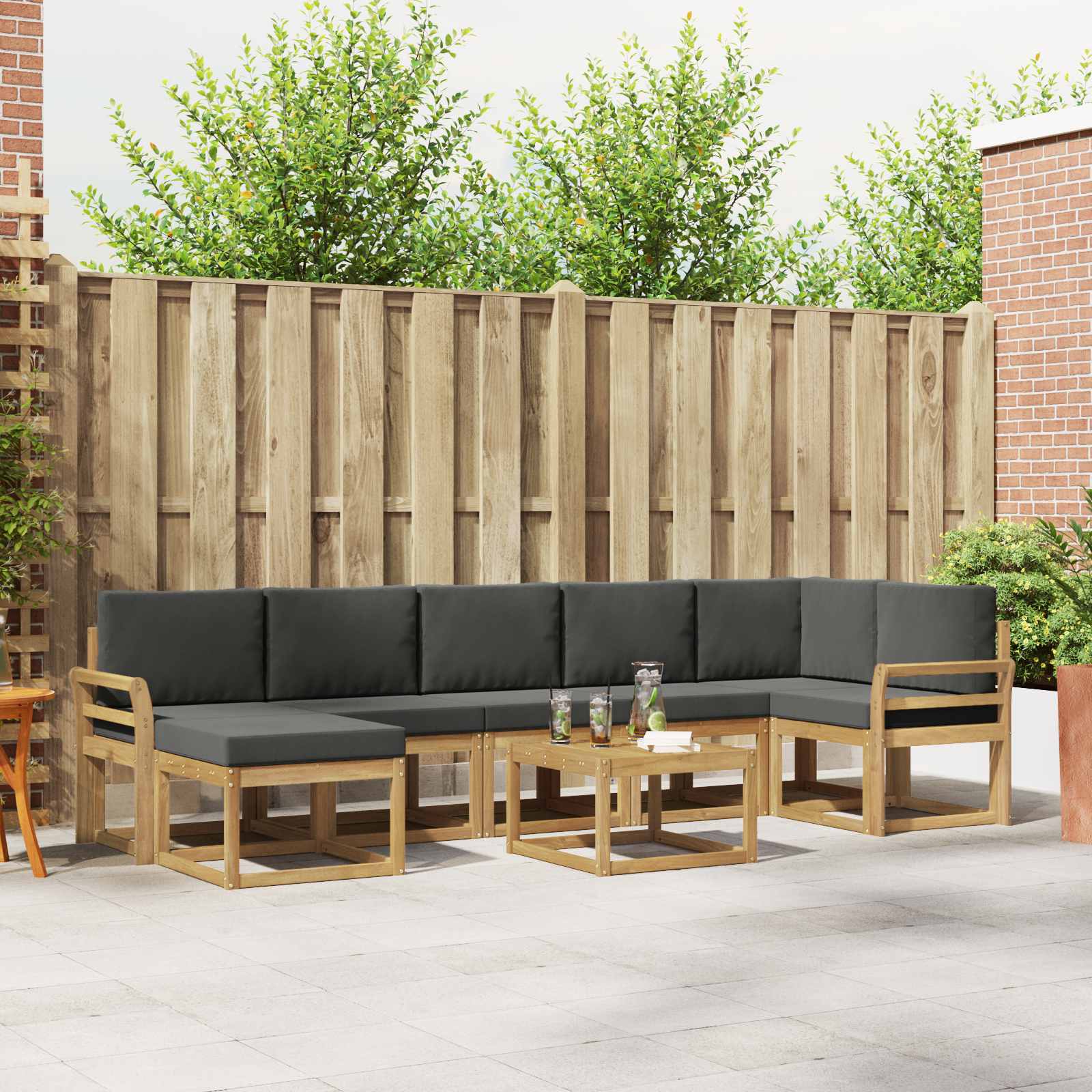 Buiten bankenset 8 pcs Wit en antracietkleurig Polyester is nu te koop bij PeponiXL, paradijselijk wonen!