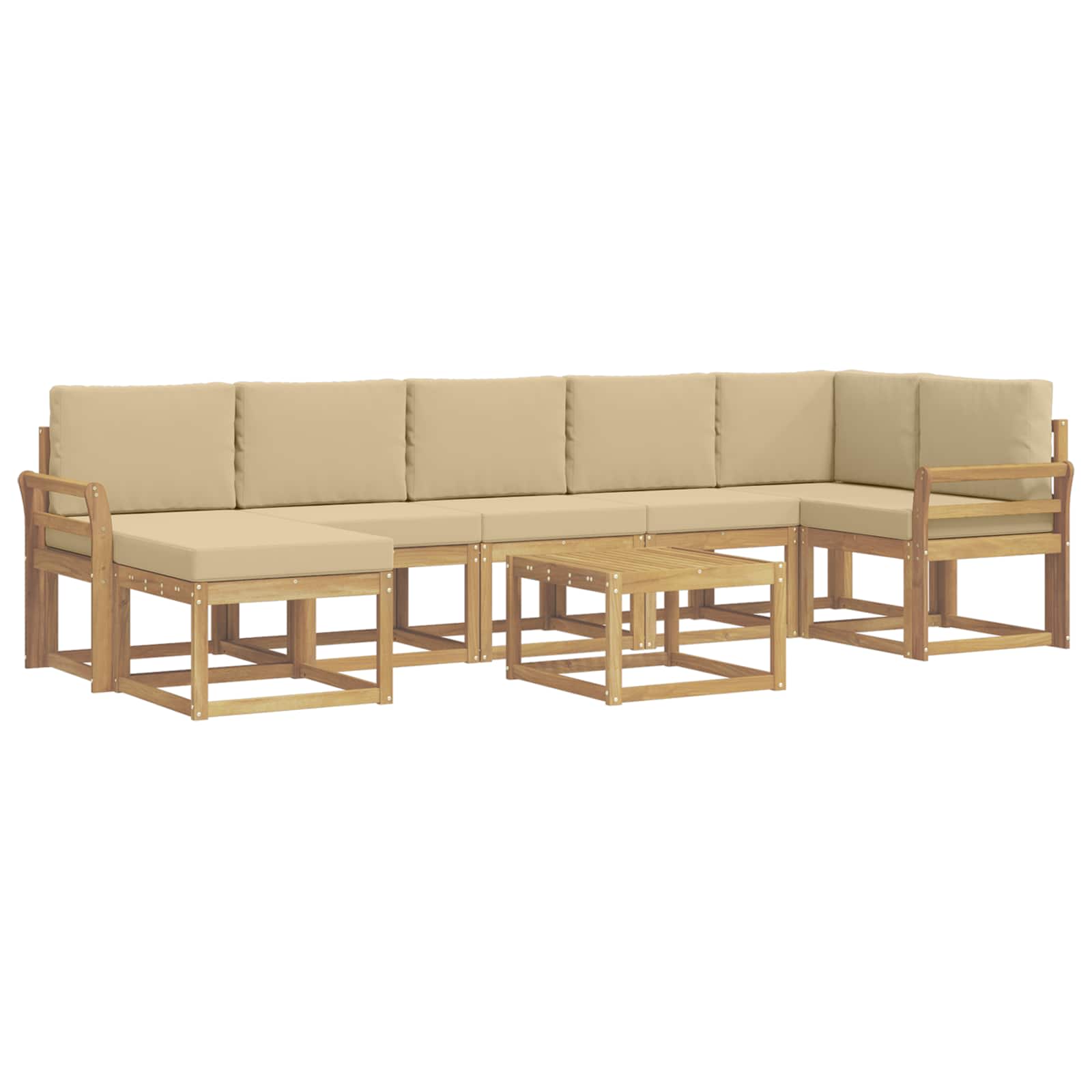 Buiten bankenset met kussen 8 pcs Wit en Beige Polyester is nu te koop bij PeponiXL, paradijselijk wonen!