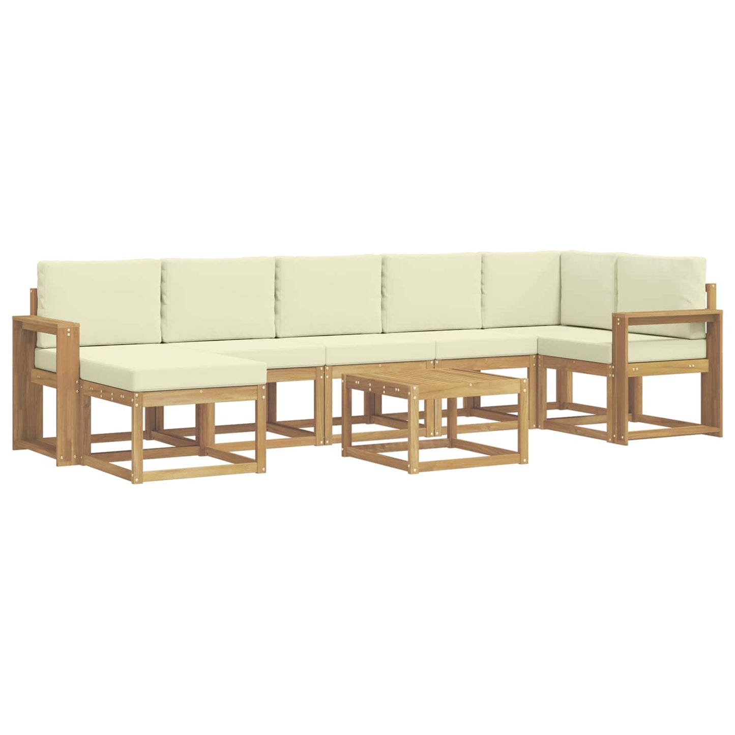 Buiten bankenset met kussen 8 pcs Wit en crèmekleurig Polyester is nu te koop bij PeponiXL, paradijselijk wonen!