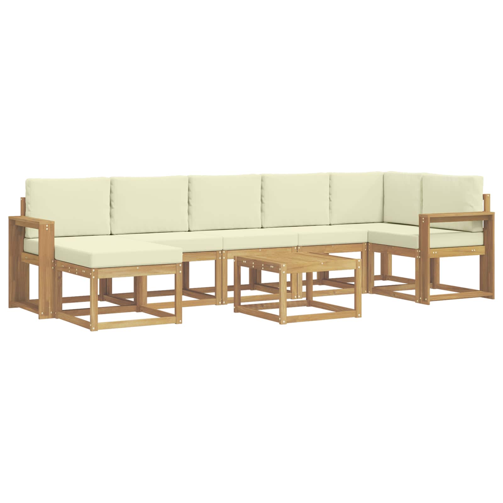 Buiten bankenset met kussen 8 pcs Wit en crèmekleurig Polyester is nu te koop bij PeponiXL, paradijselijk wonen!