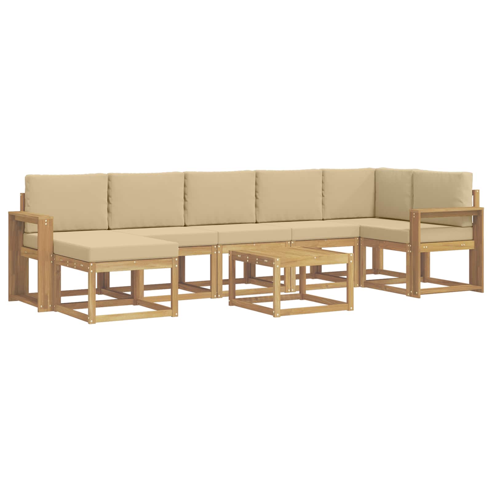 Buiten bankenset met kussen 8 pcs Wit en Beige Polyester is nu te koop bij PeponiXL, paradijselijk wonen!
