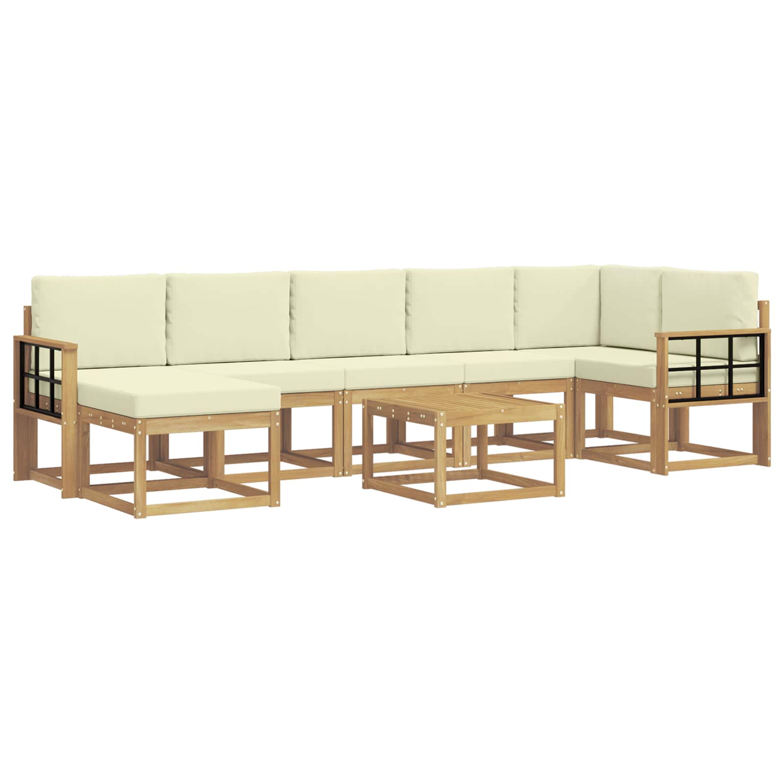 Buiten bankenset met kussen 8 pcs Wit en crèmekleurig Polyester is nu te koop bij PeponiXL, paradijselijk wonen!
