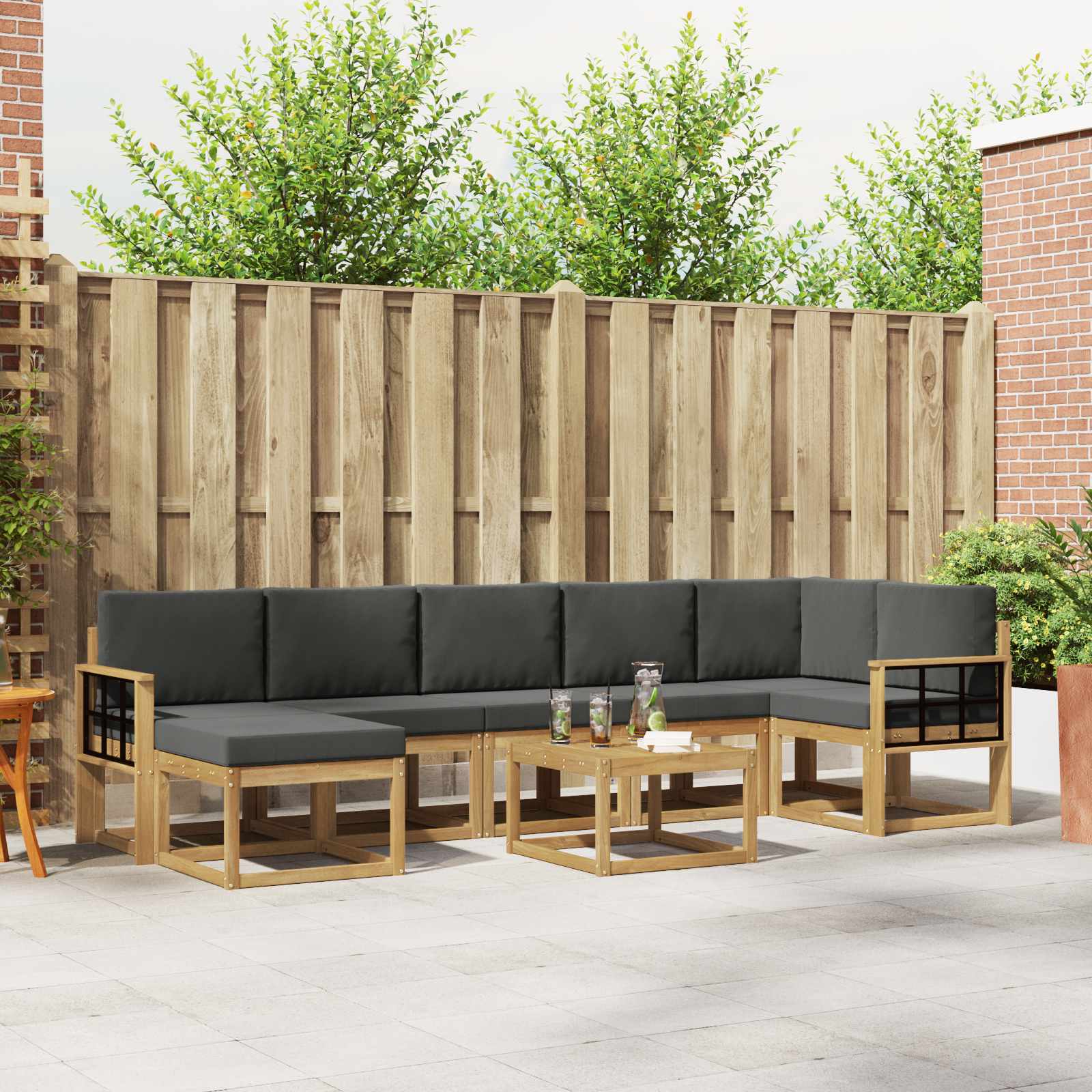 Buiten bankenset 8 pcs Wit en antracietkleurig Polyester is nu te koop bij PeponiXL, paradijselijk wonen!