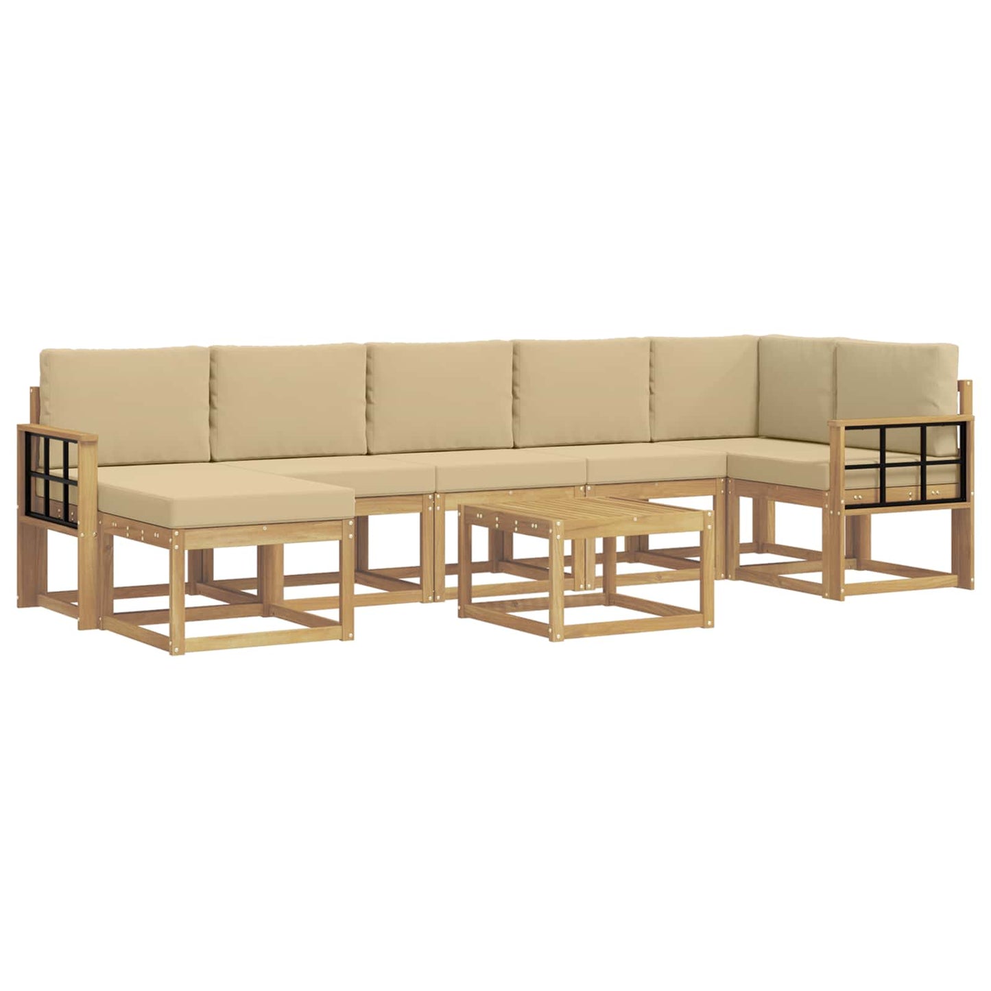 Buiten bankenset met kussen 8 pcs Wit en Beige Polyester is nu te koop bij PeponiXL, paradijselijk wonen!