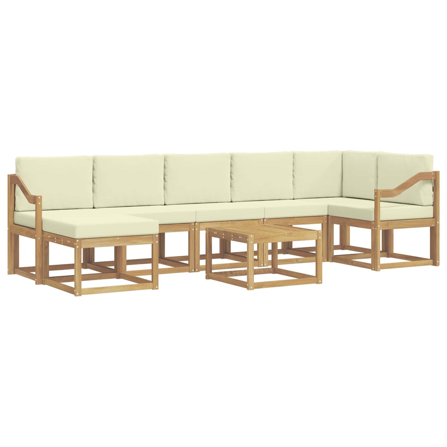 Buiten bankenset met kussen 8 pcs Wit en crèmekleurig Polyester is nu te koop bij PeponiXL, paradijselijk wonen!