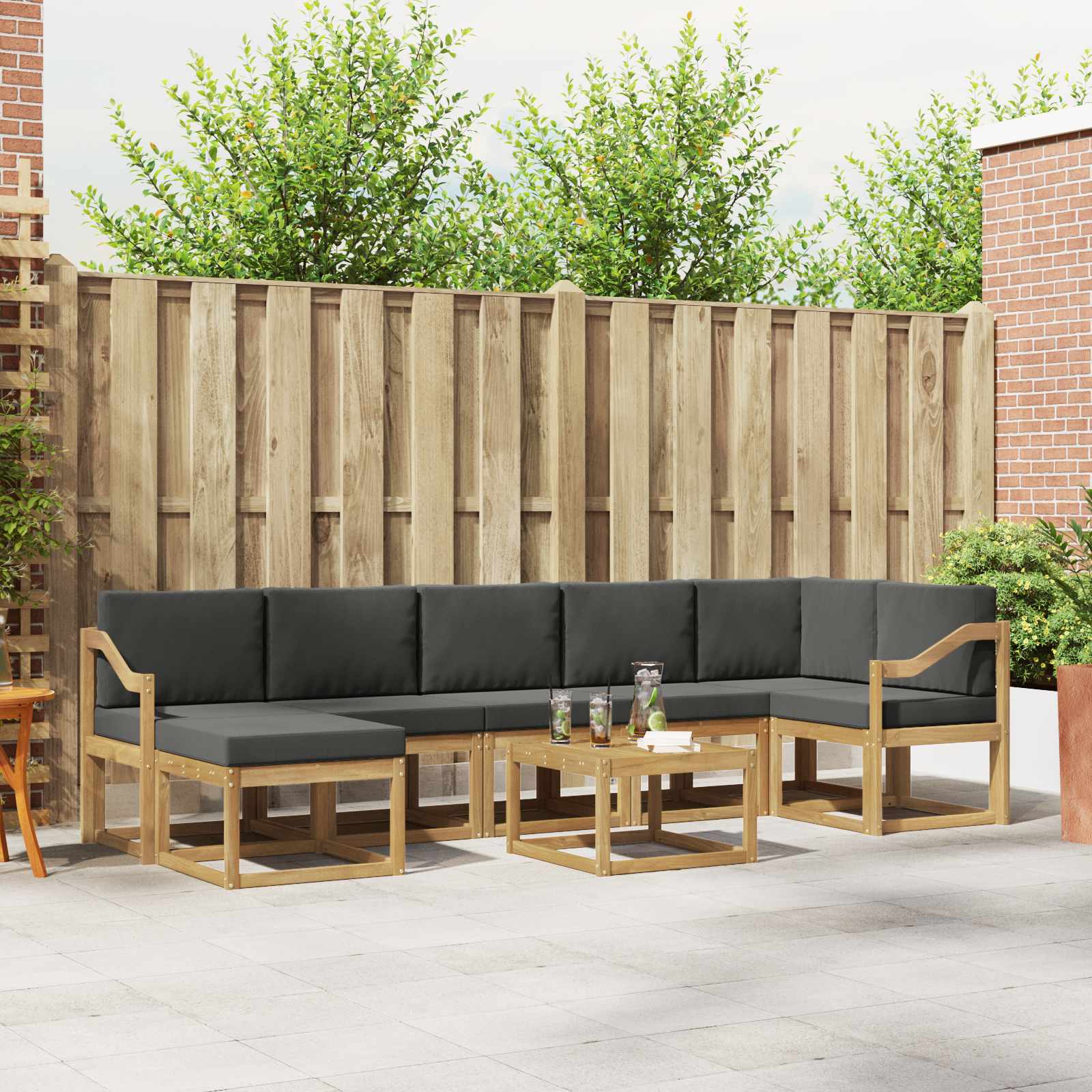 Buiten bankenset 8 pcs Wit en antracietkleurig Polyester is nu te koop bij PeponiXL, paradijselijk wonen!