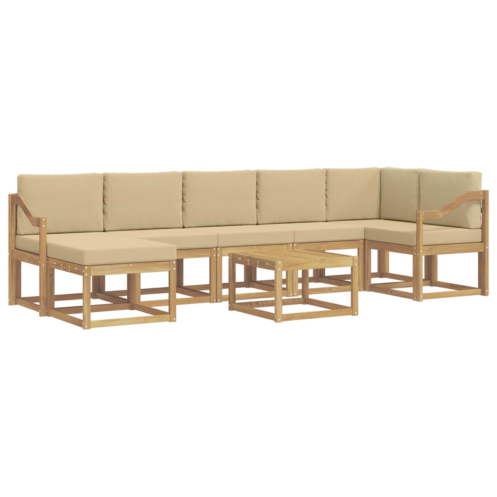 Buiten bankenset met kussen 8 pcs Wit en Beige Polyester is nu te koop bij PeponiXL, paradijselijk wonen!