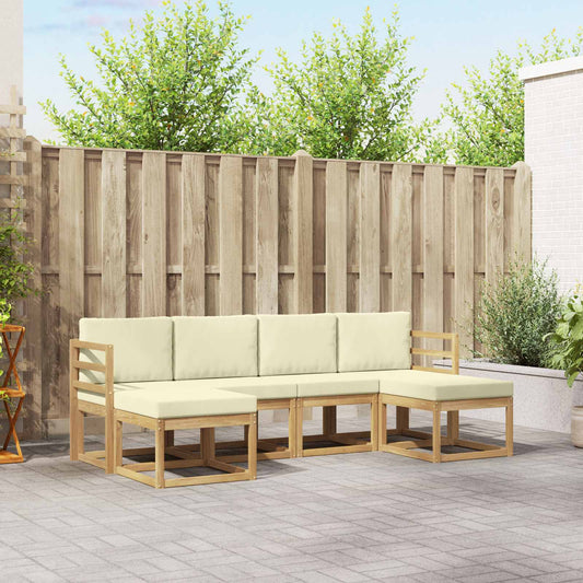 Buiten bankenset met kussen 6 pcs Natuurlijk en Crème Polyester is nu te koop bij PeponiXL, paradijselijk wonen!
