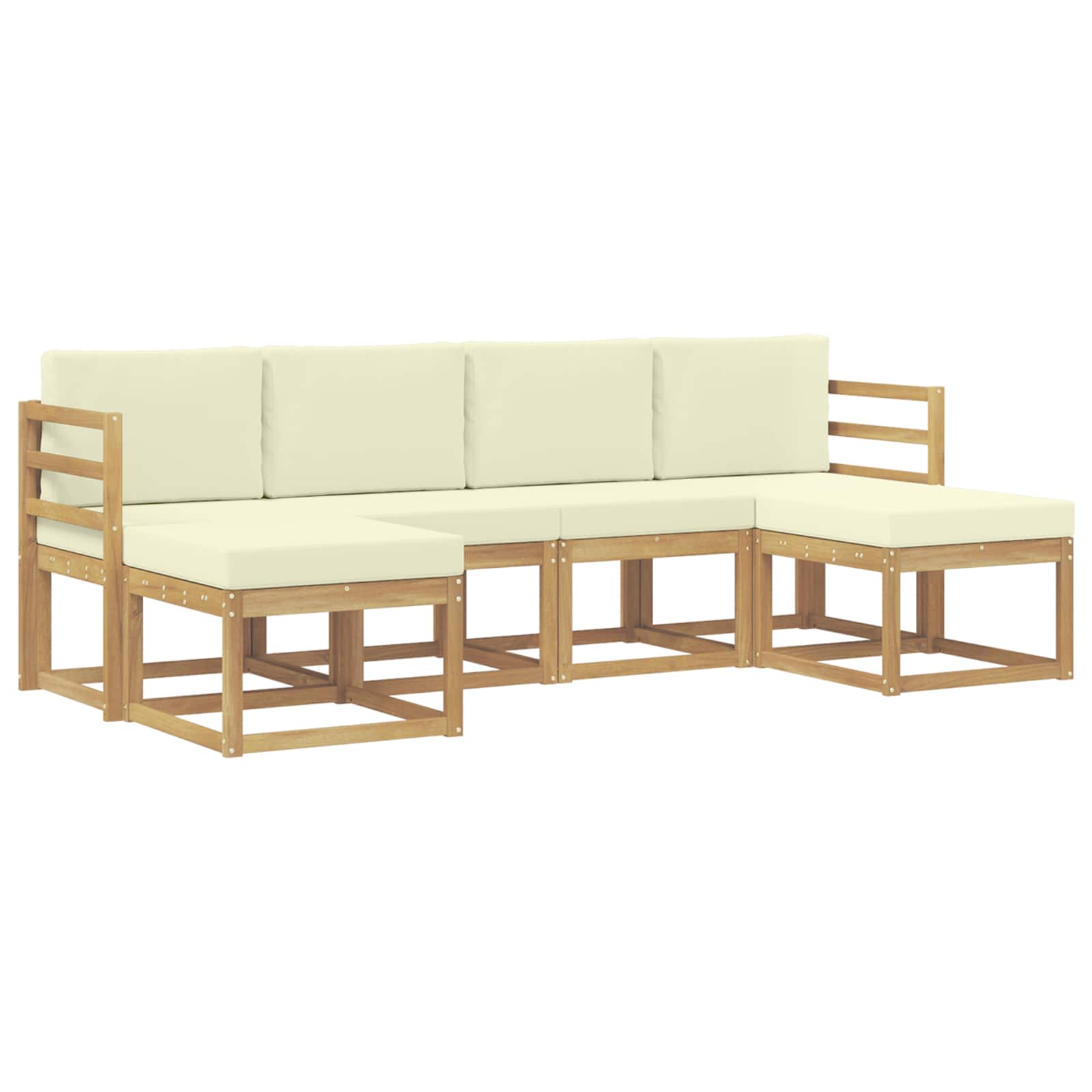 Buiten bankenset met kussen 6 pcs Natuurlijk en Crème Polyester is nu te koop bij PeponiXL, paradijselijk wonen!
