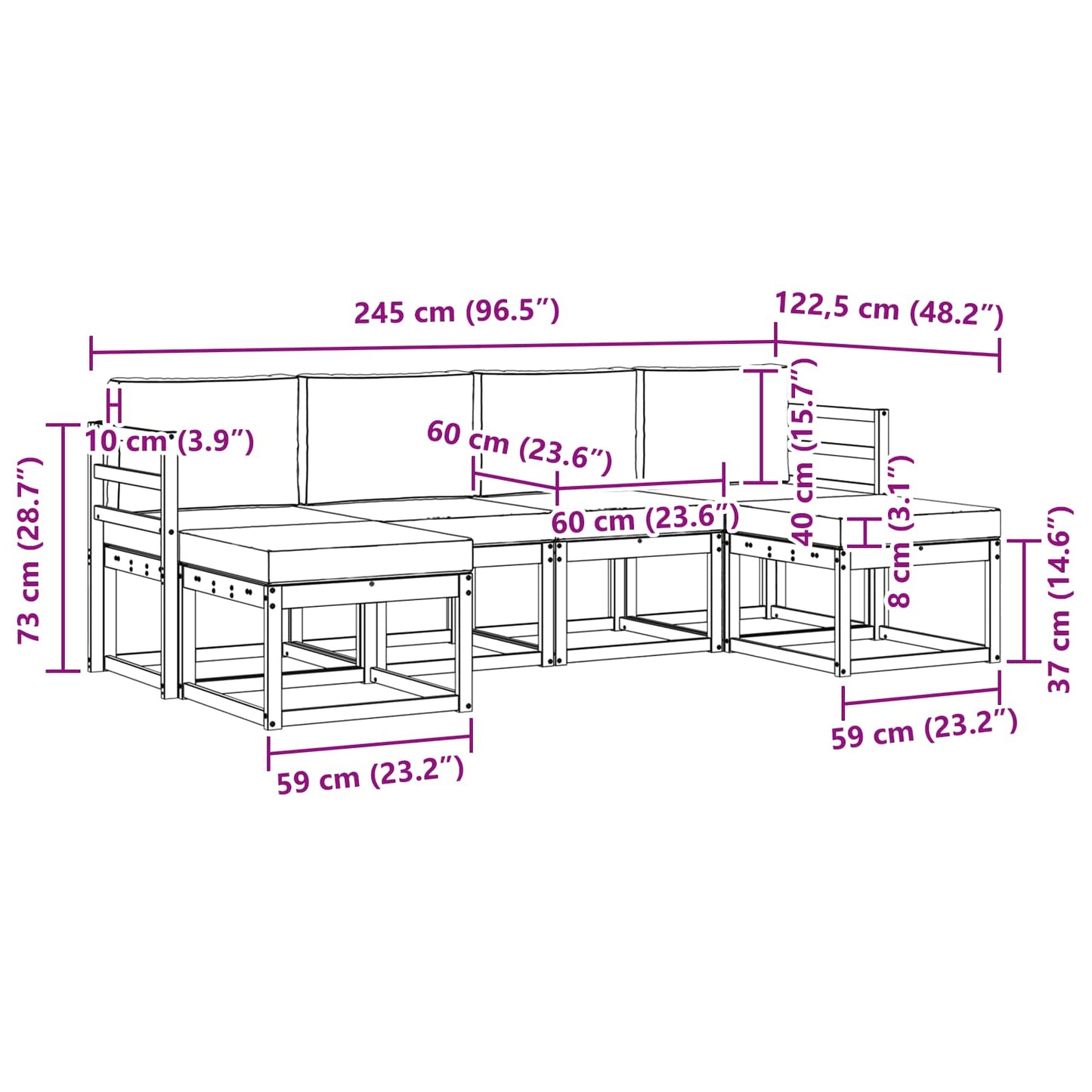 Buiten bankenset 6 pcs Wit en antracietkleurig Polyester is nu te koop bij PeponiXL, paradijselijk wonen!