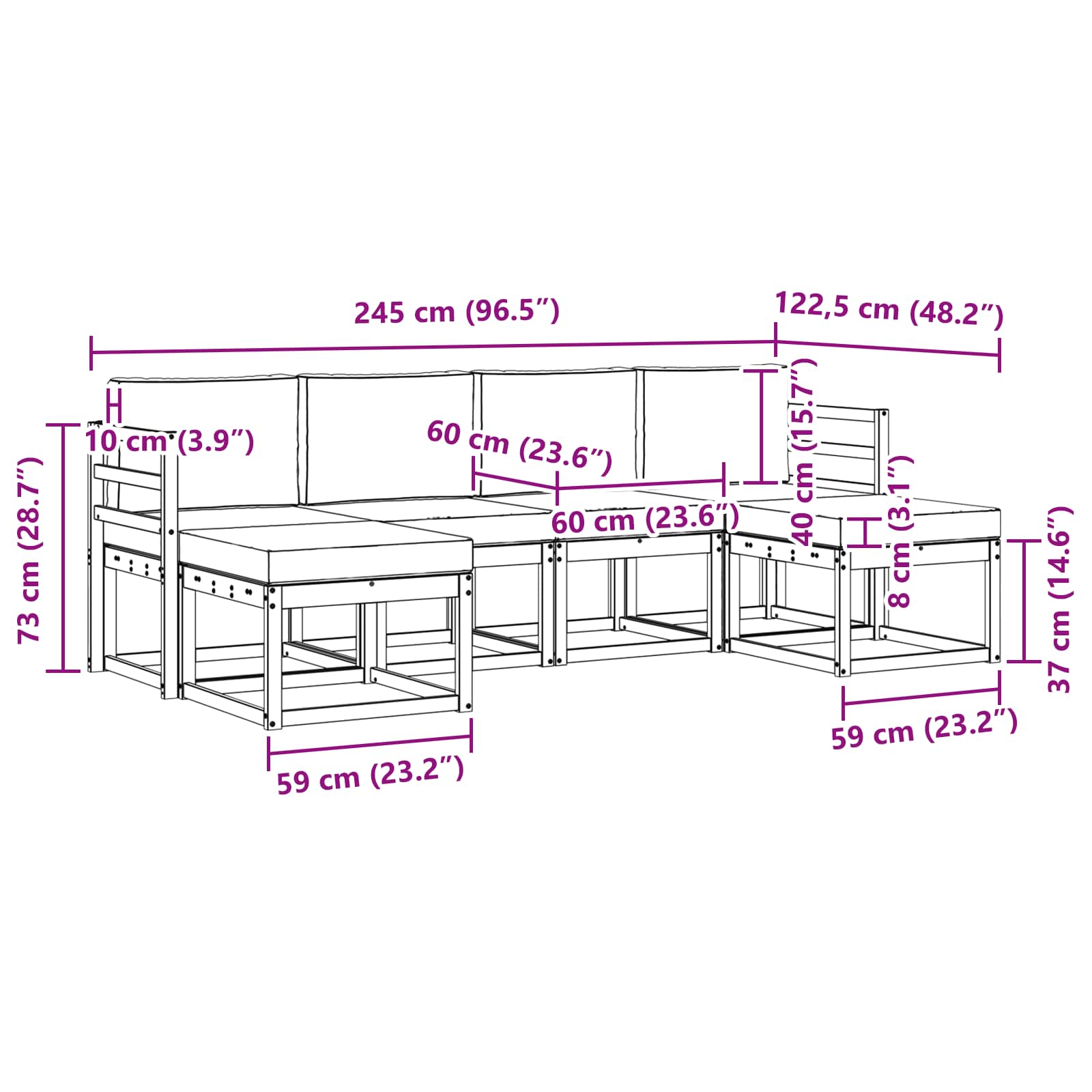 Buiten bankenset 6 pcs Wit en antracietkleurig Polyester is nu te koop bij PeponiXL, paradijselijk wonen!