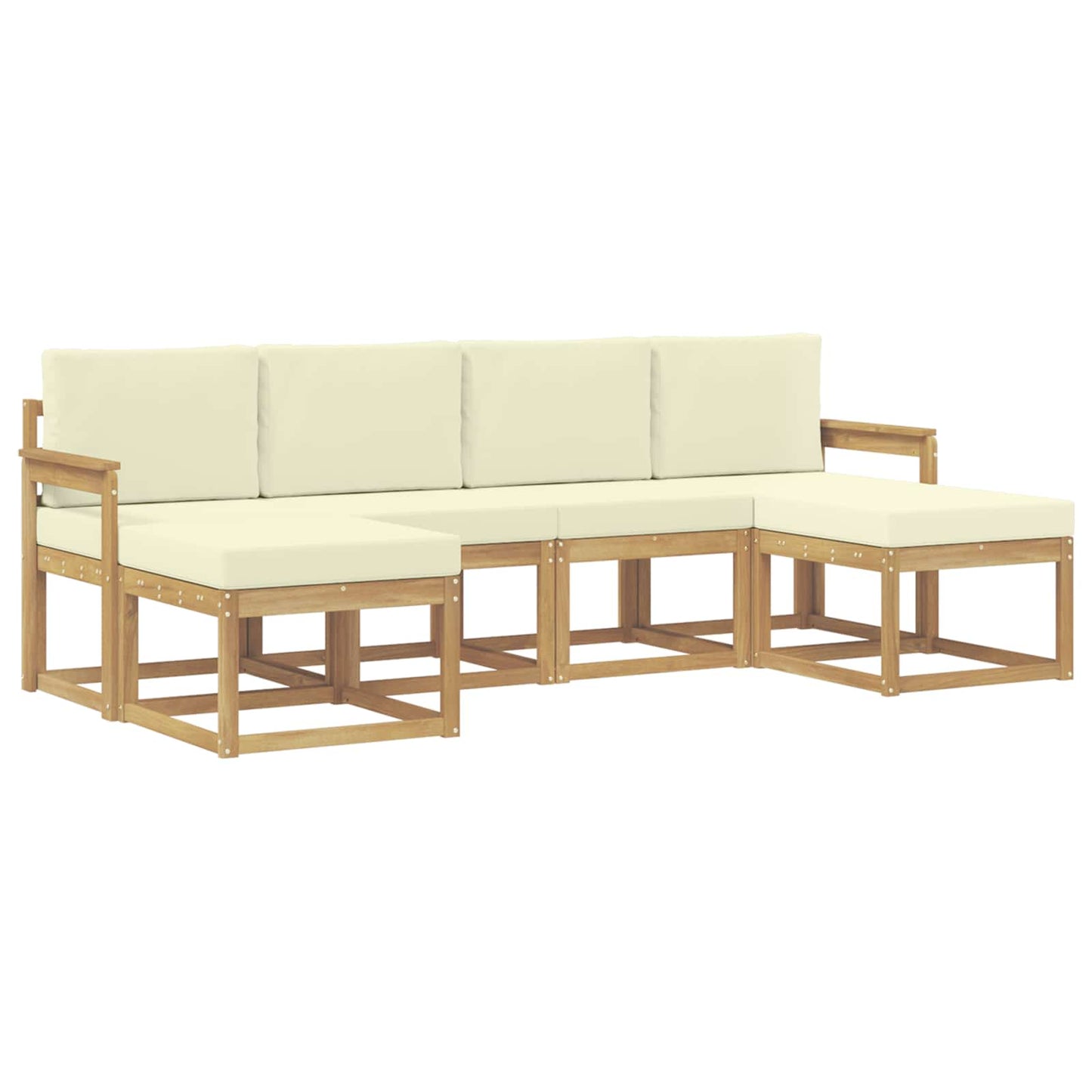 Buiten bankenset met kussen 6 pcs Wit en crèmekleurig Polyester is nu te koop bij PeponiXL, paradijselijk wonen!