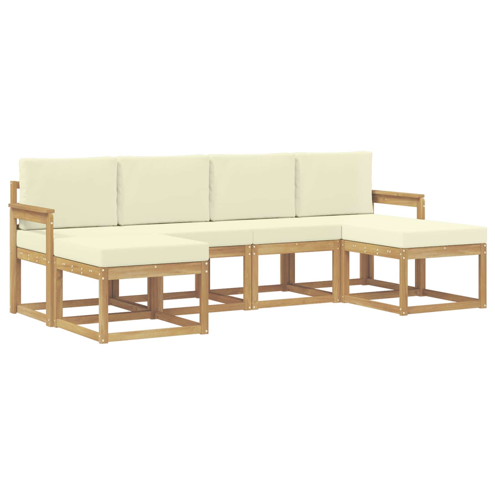Buiten bankenset met kussen 6 pcs Wit en crèmekleurig Polyester is nu te koop bij PeponiXL, paradijselijk wonen!