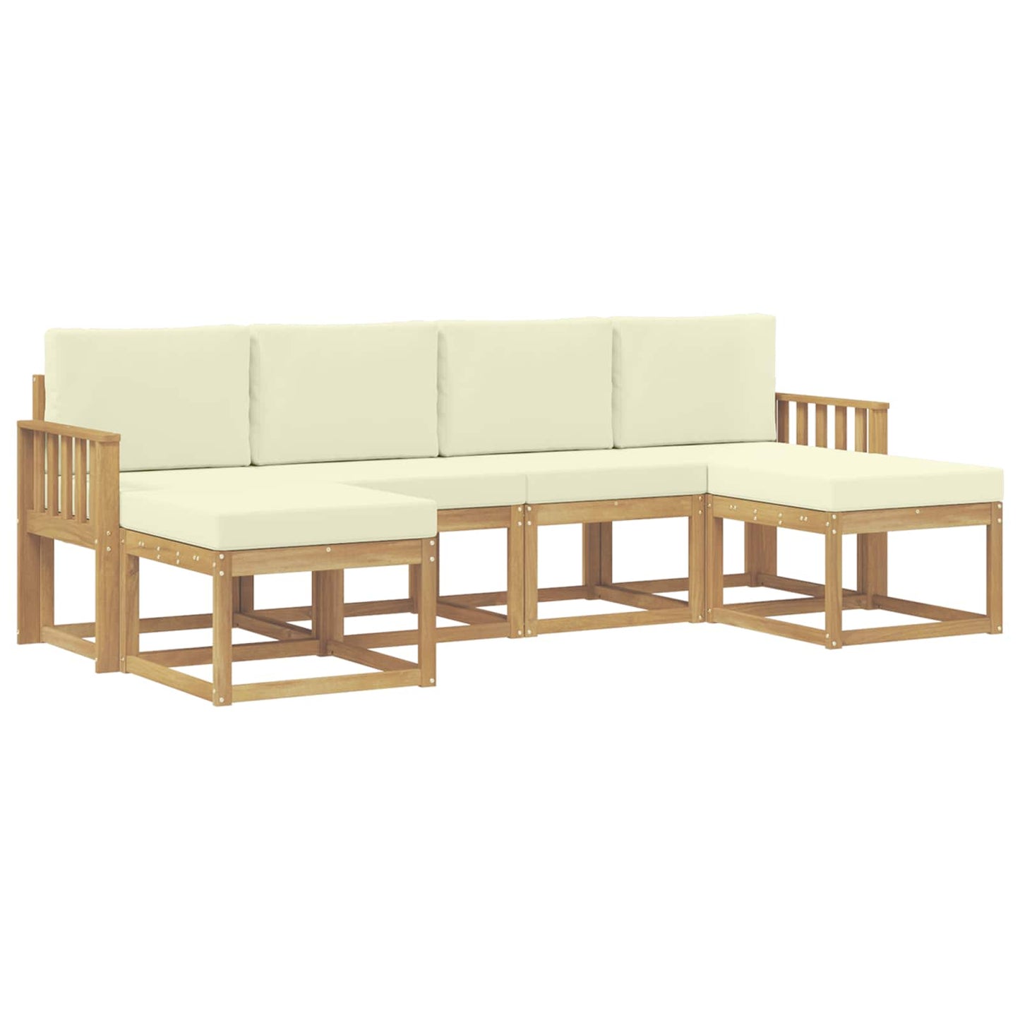 Buiten bankenset met kussen 6 pcs Wit en crèmekleurig Polyester is nu te koop bij PeponiXL, paradijselijk wonen!