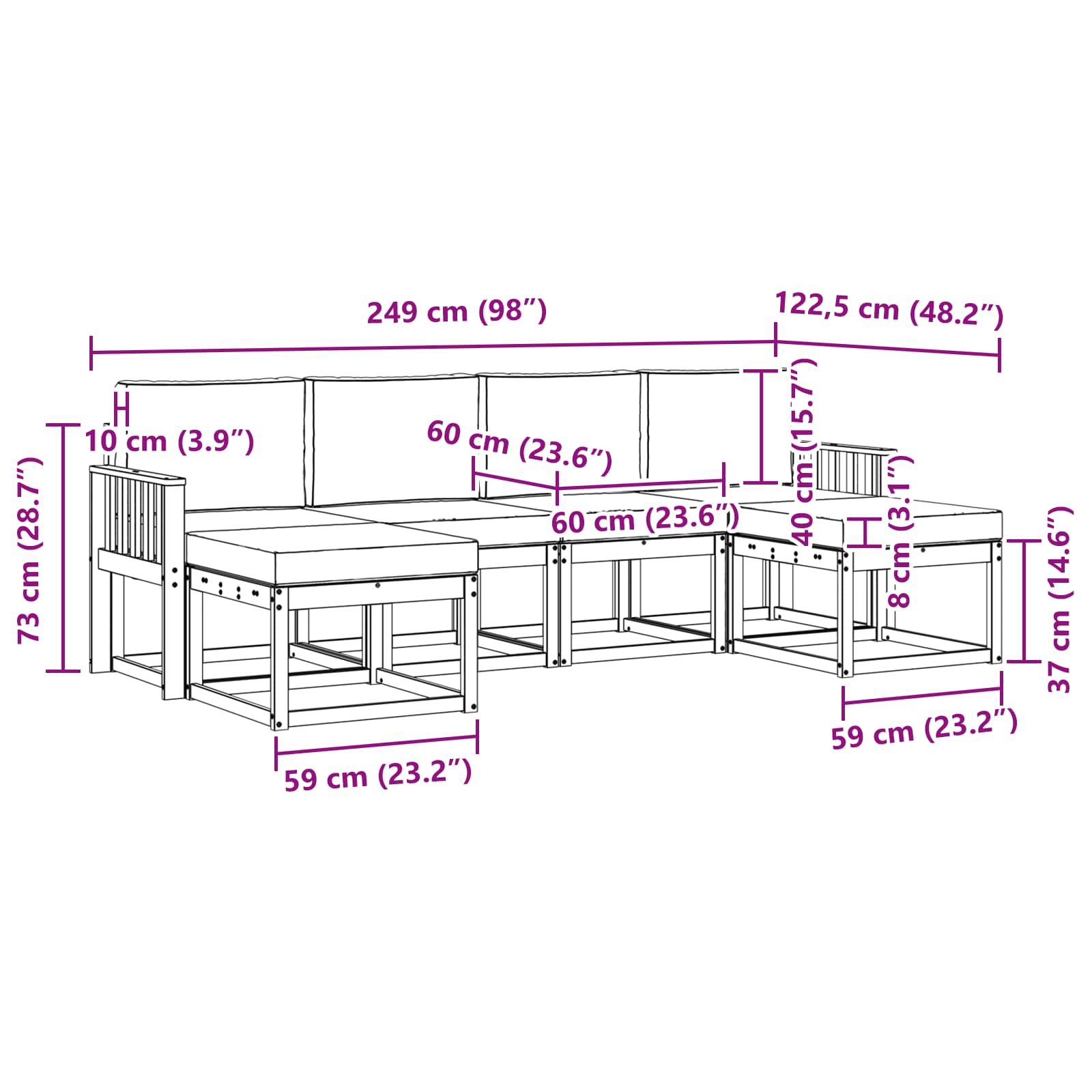 Buiten bankenset 6 pcs Wit en antracietkleurig Polyester is nu te koop bij PeponiXL, paradijselijk wonen!