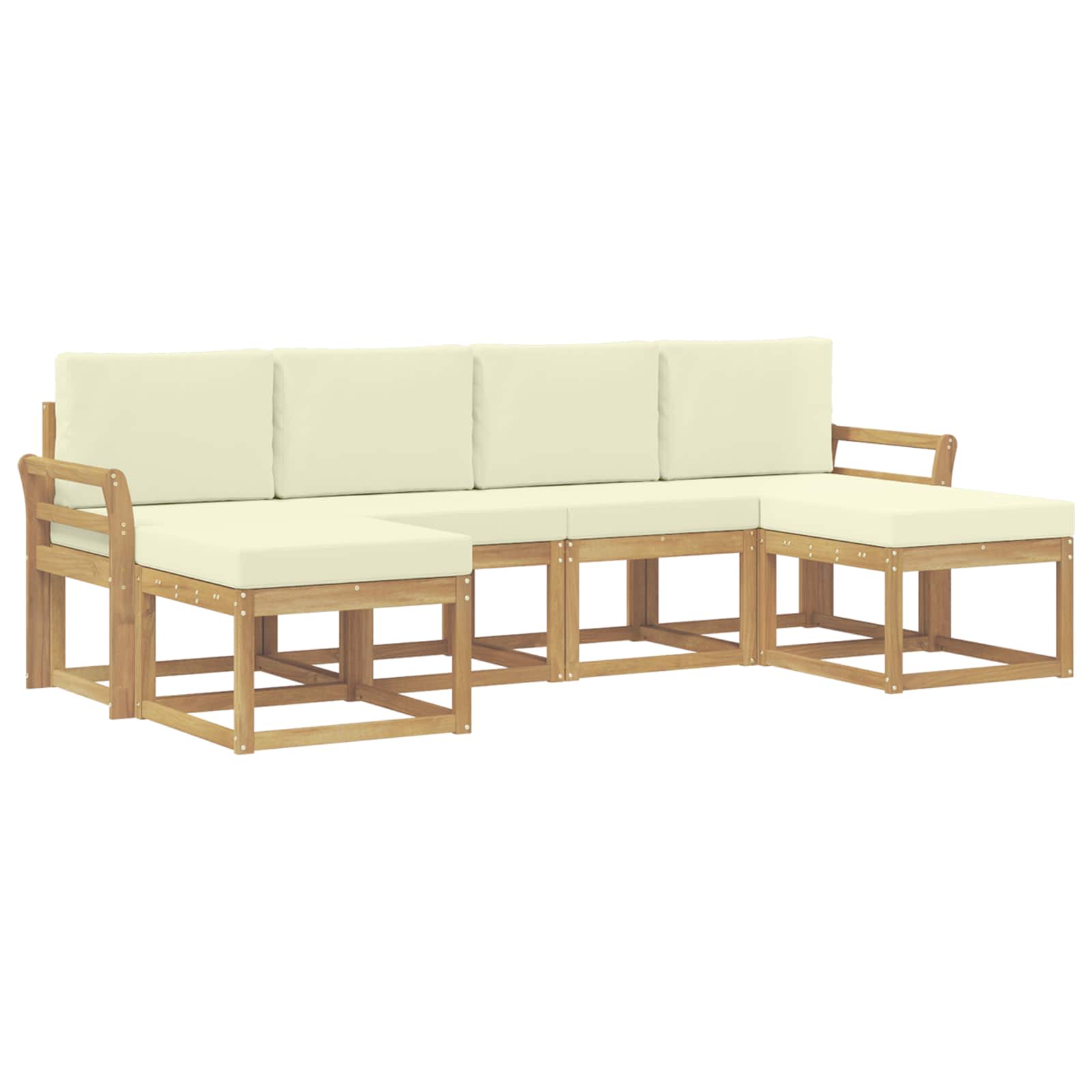Buiten bankenset met kussen 6 pcs Wit en crèmekleurig Polyester is nu te koop bij PeponiXL, paradijselijk wonen!