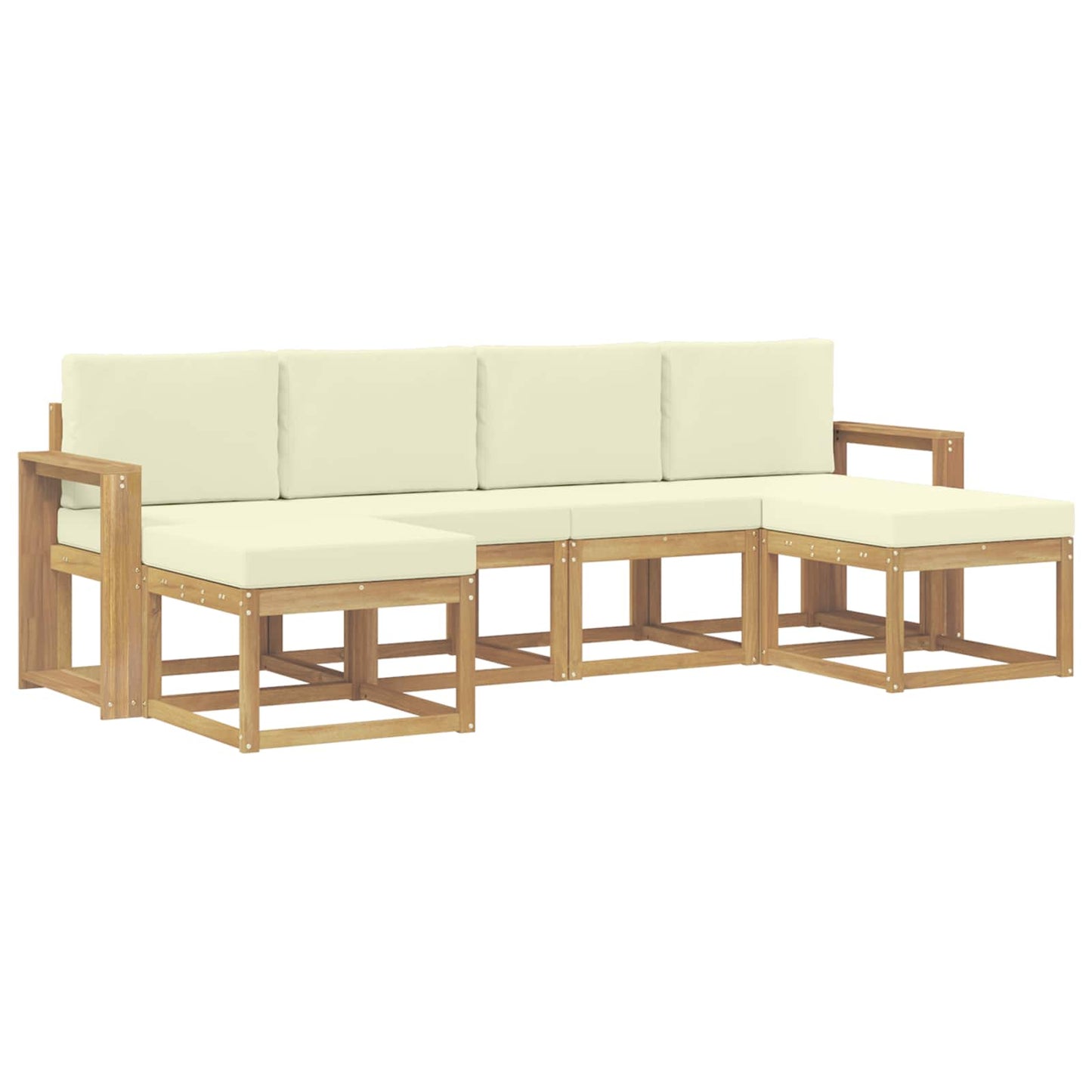 Buiten bankenset met kussen 6 pcs Wit en crèmekleurig Polyester is nu te koop bij PeponiXL, paradijselijk wonen!