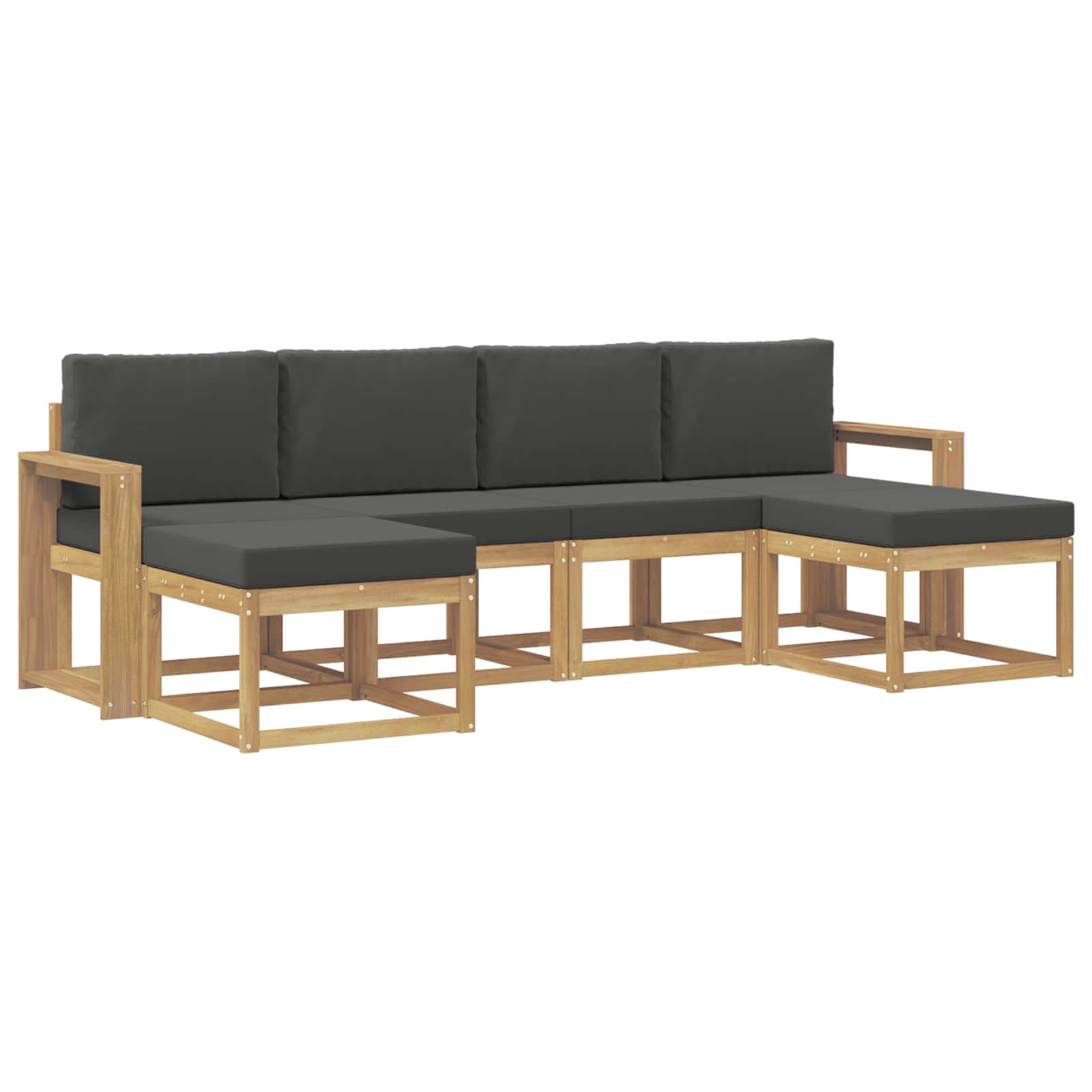 Buiten bankenset 6 pcs Wit en antracietkleurig Polyester is nu te koop bij PeponiXL, paradijselijk wonen!