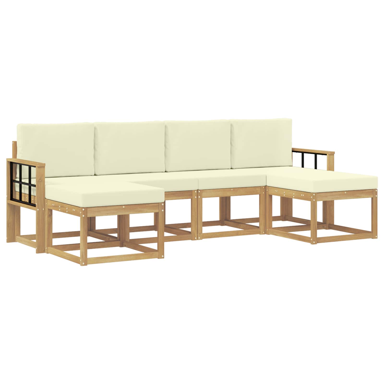 Buiten bankenset met kussen 6 pcs Wit en crèmekleurig Polyester is nu te koop bij PeponiXL, paradijselijk wonen!