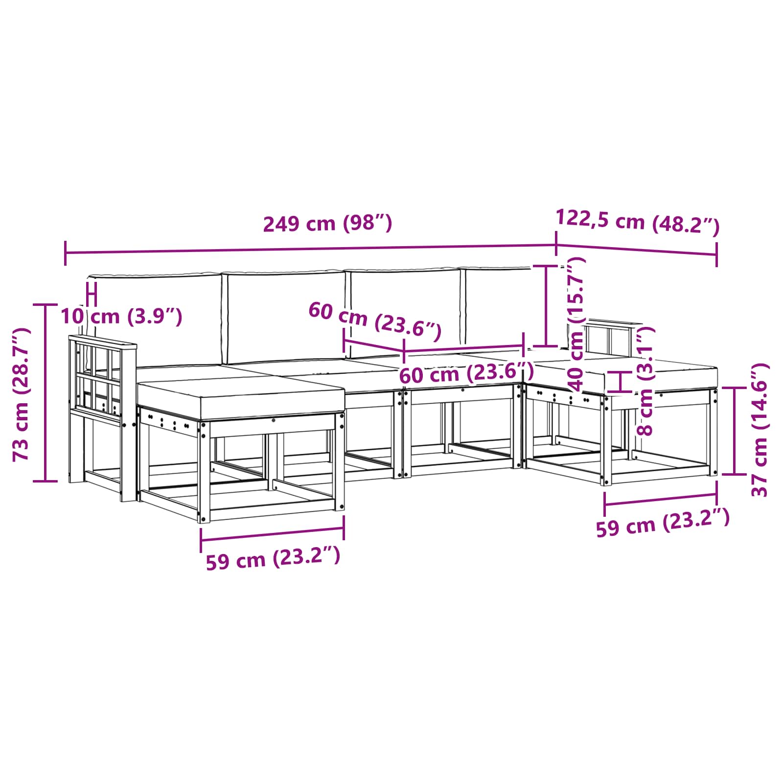 Buiten bankenset met kussen 6 pcs Wit en crèmekleurig Polyester is nu te koop bij PeponiXL, paradijselijk wonen!