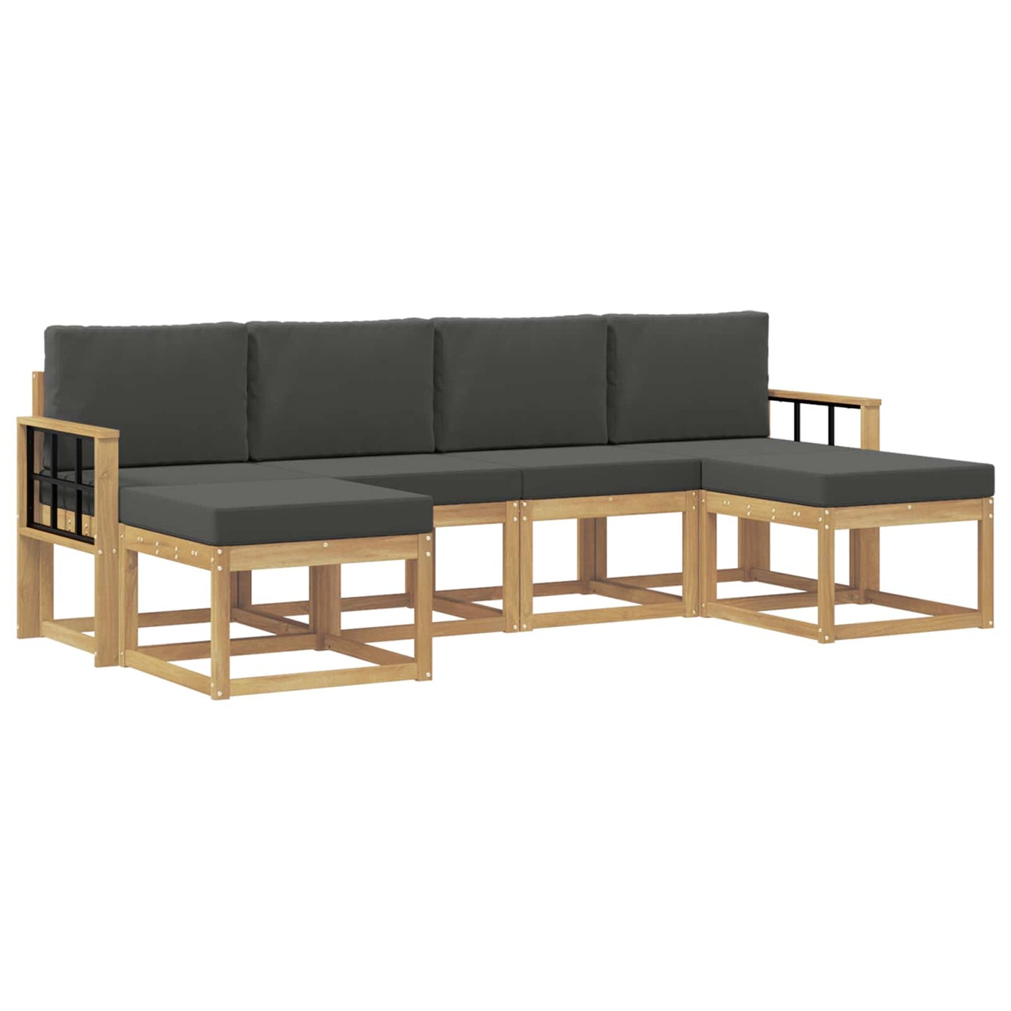 Buiten bankenset 6 pcs Wit en antracietkleurig Polyester is nu te koop bij PeponiXL, paradijselijk wonen!