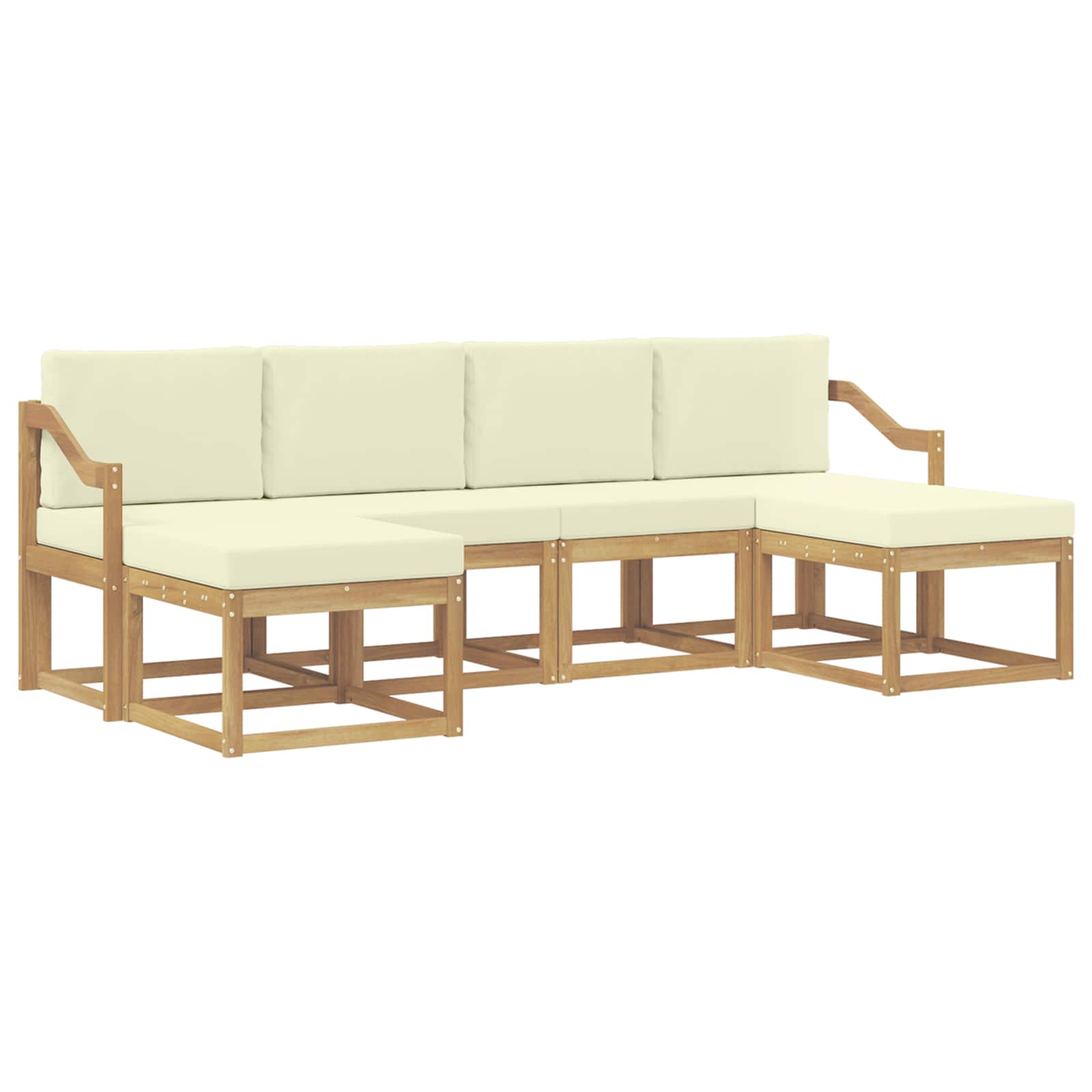 Buiten bankenset met kussen 6 pcs Wit en crèmekleurig Polyester is nu te koop bij PeponiXL, paradijselijk wonen!