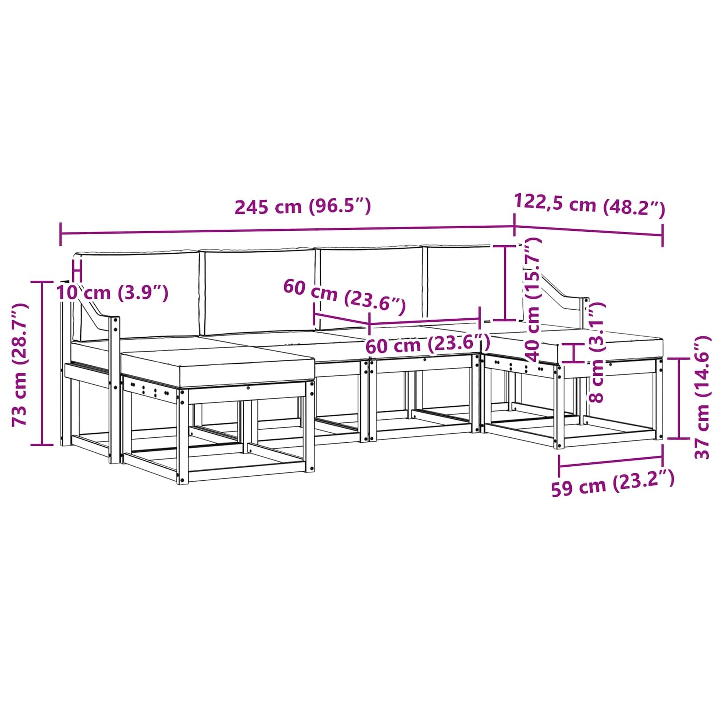 Buiten bankenset met kussen 6 pcs Wit en crèmekleurig Polyester is nu te koop bij PeponiXL, paradijselijk wonen!