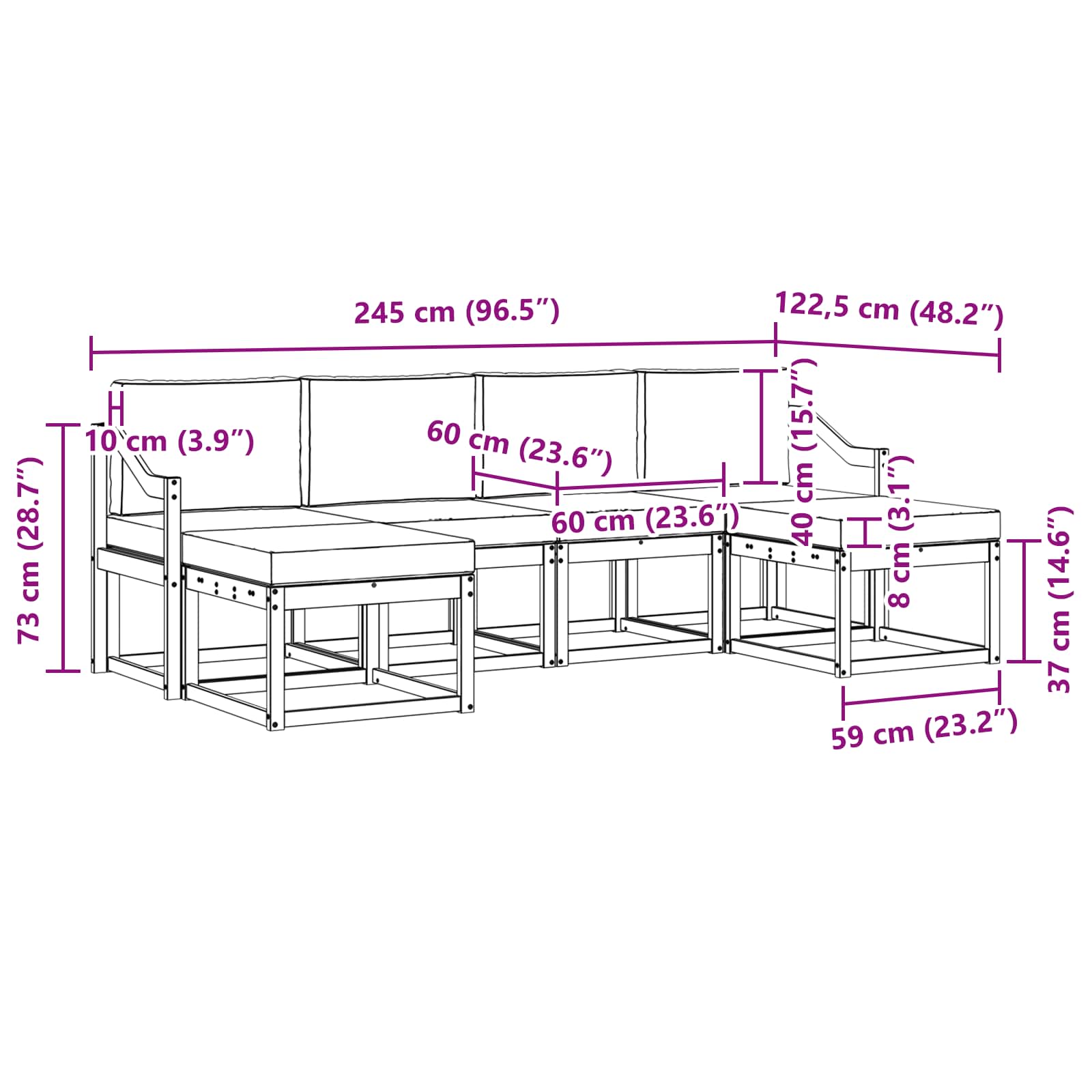 Buiten bankenset met kussen 6 pcs Wit en crèmekleurig Polyester is nu te koop bij PeponiXL, paradijselijk wonen!
